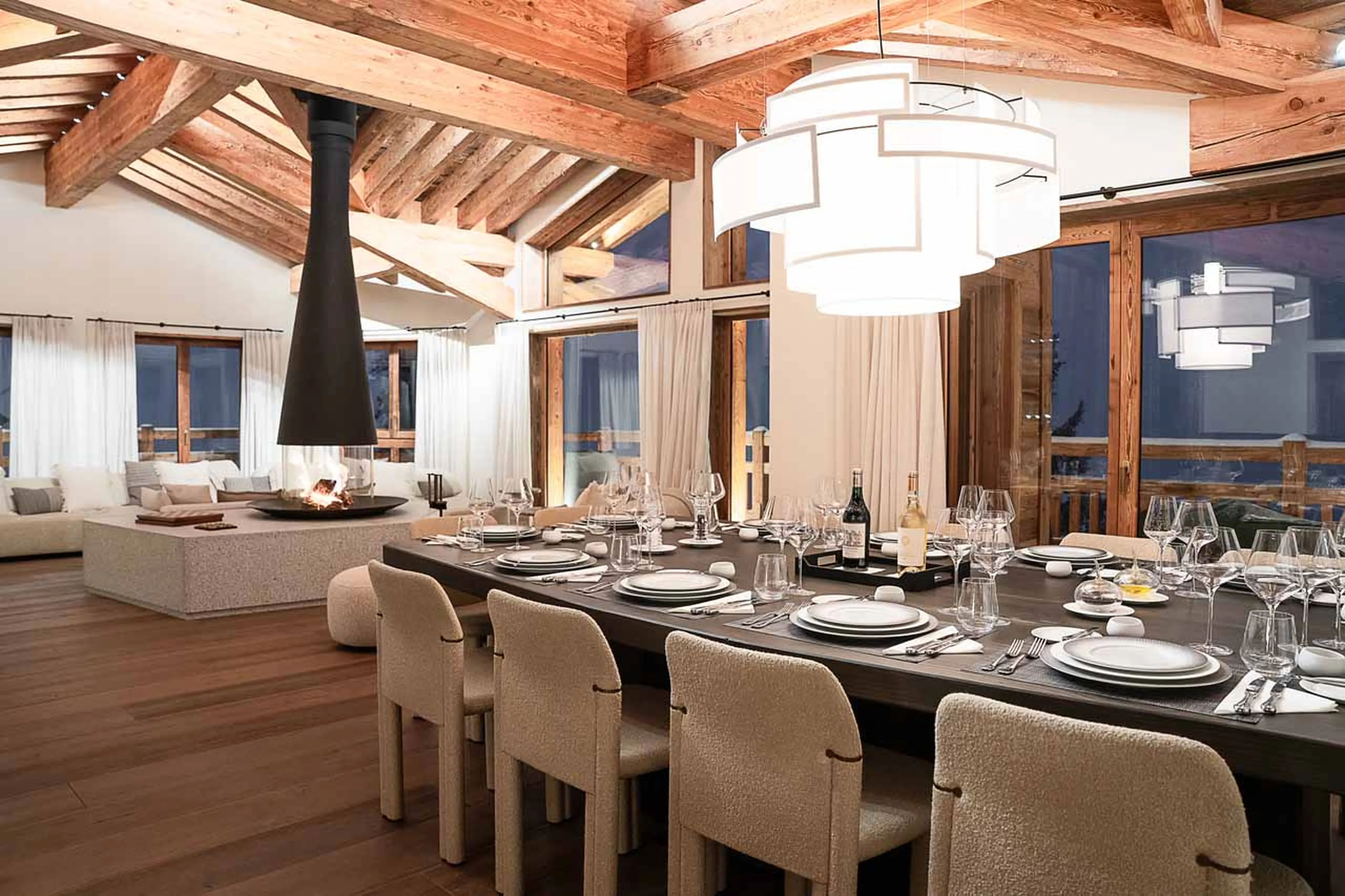 Open plan living at Chalet Moon 1850 in Courchevel 1850