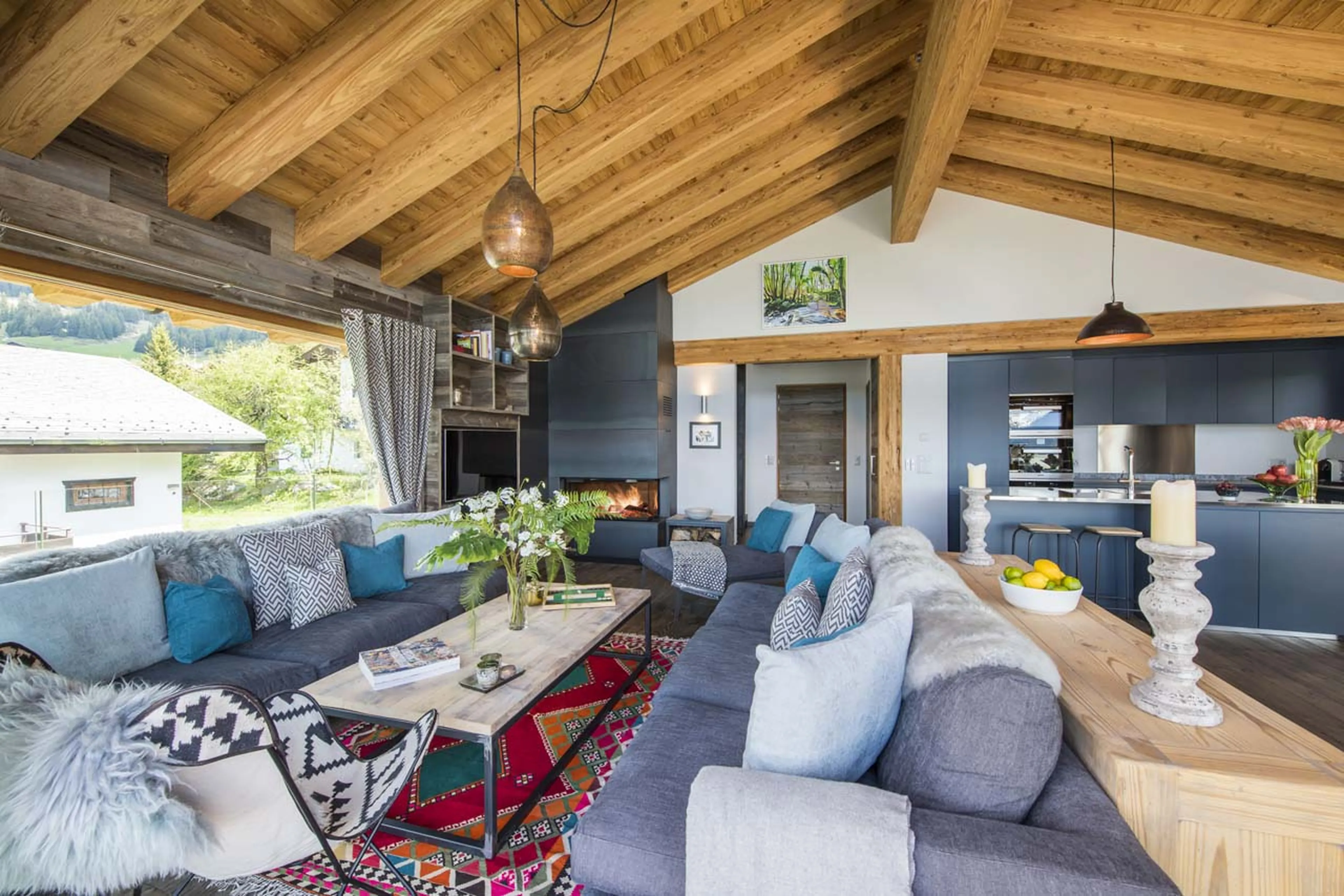 Comfortable seating area at Chalet Mowgli in Verbier