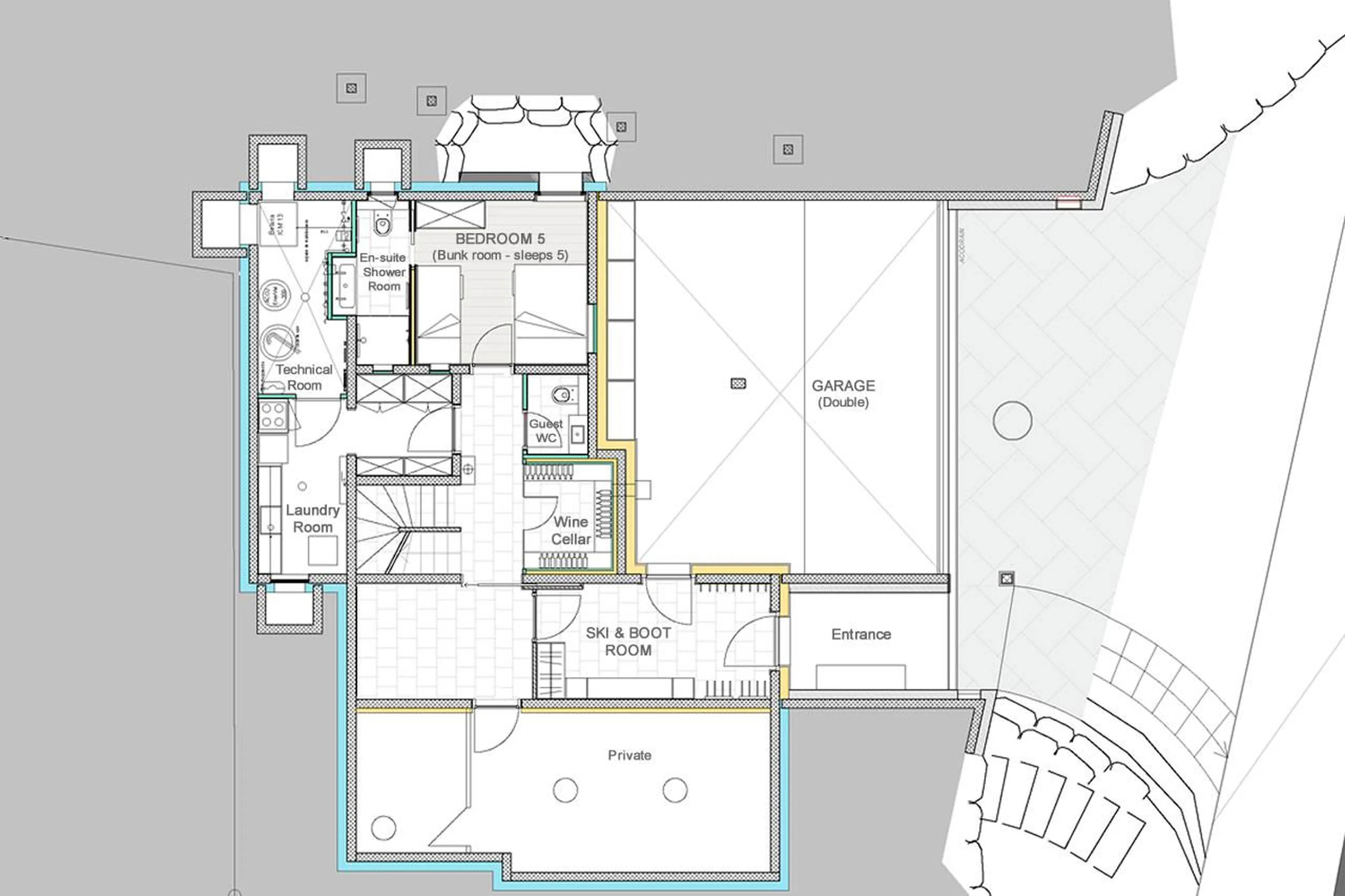 Level -1 floor plan of Chalet Munro in Verbier