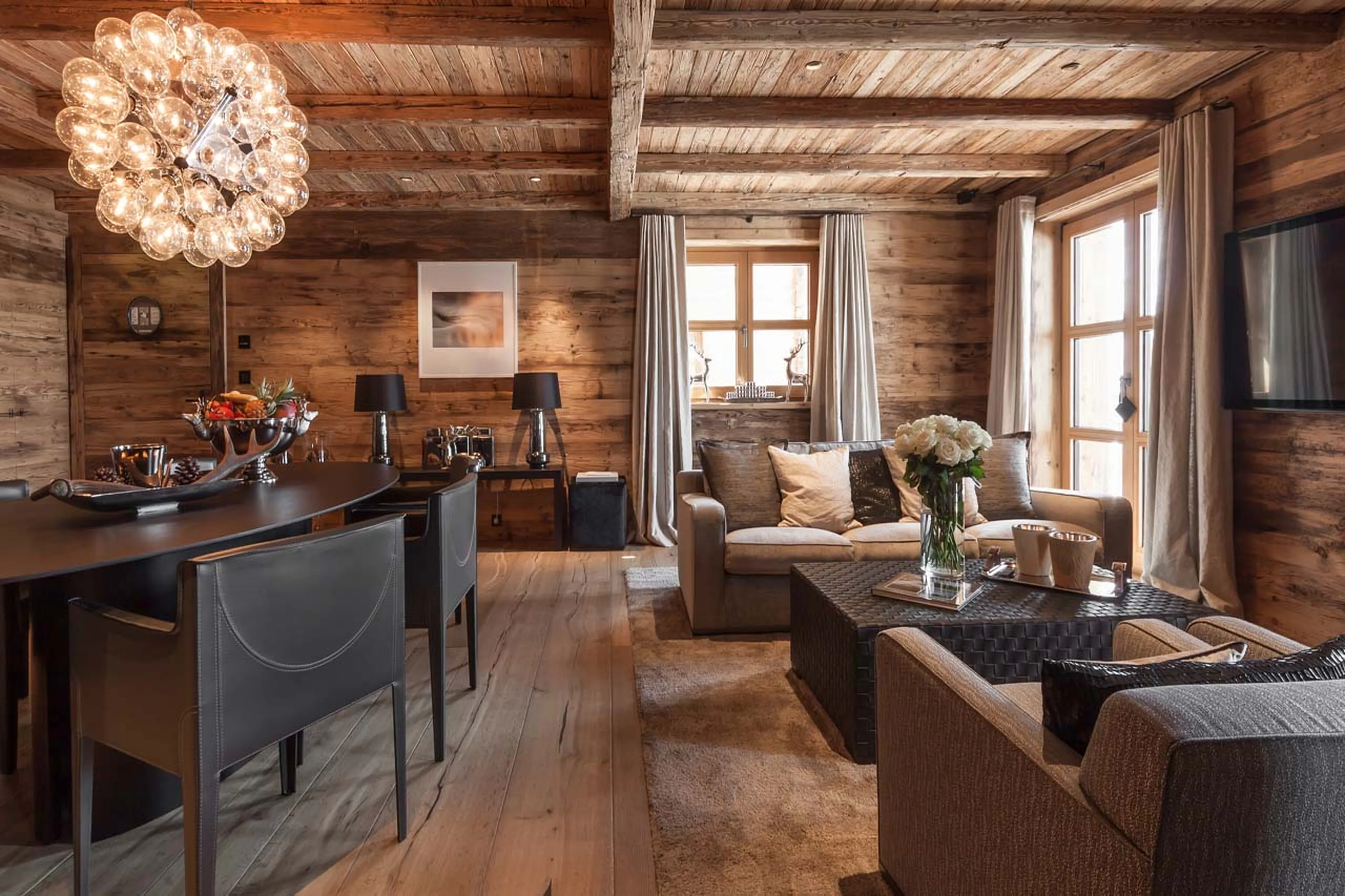 Bedroom one living area at Exterior of Chalet N in Lech