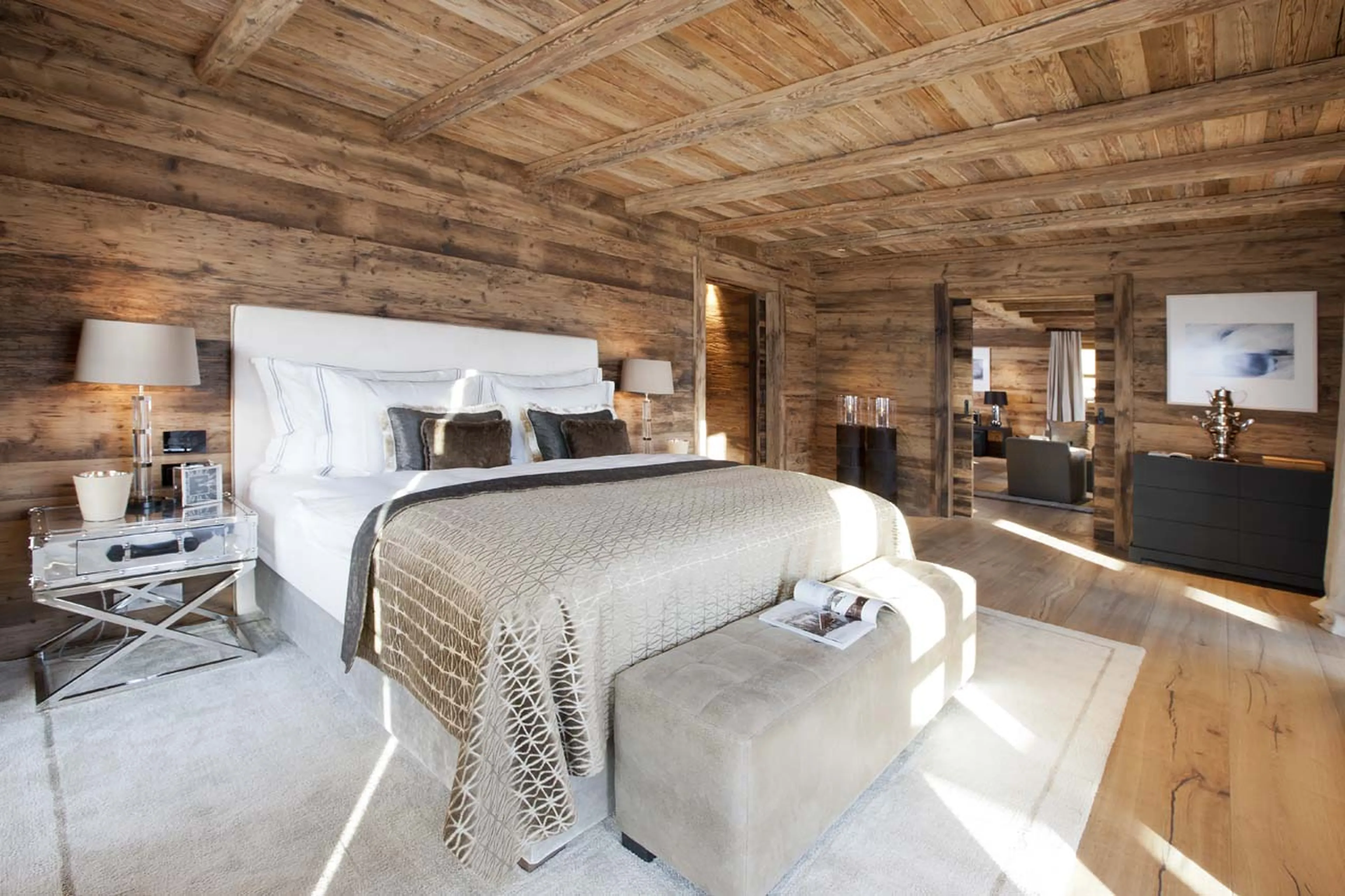 Bedroom one at Exterior of Chalet N in Lech