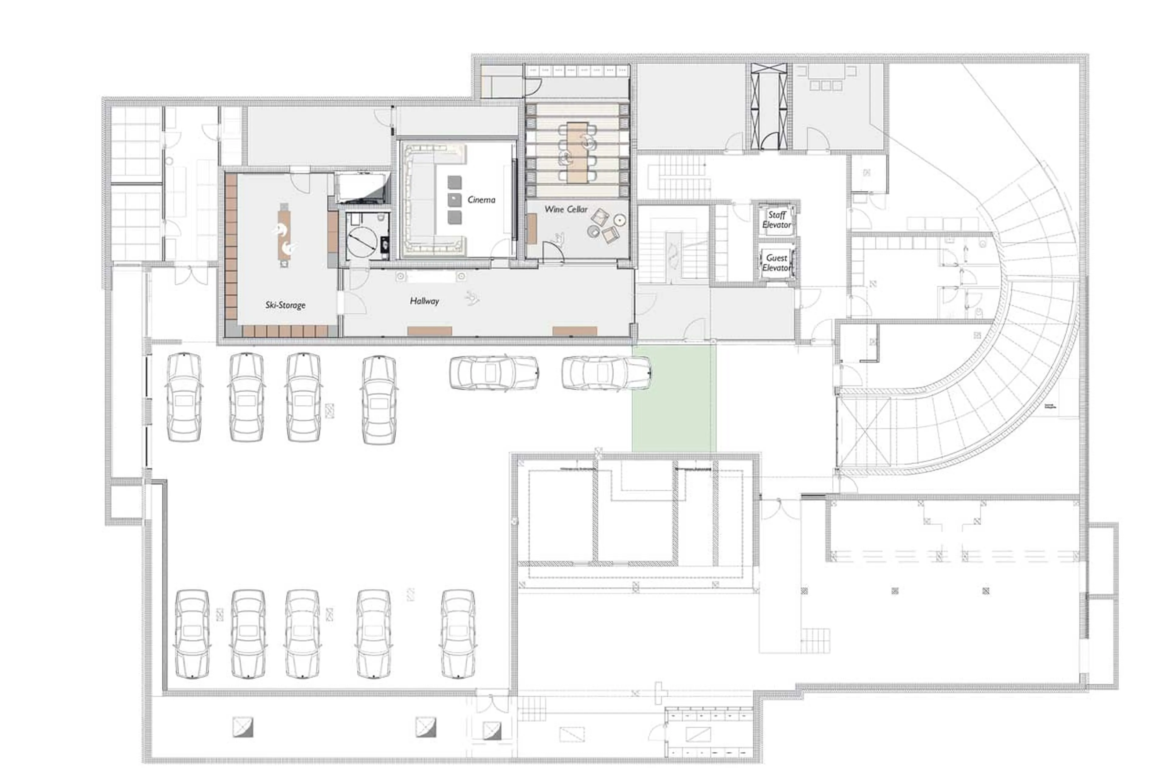 Level -2 floor plan of Exterior of Chalet N in Lech