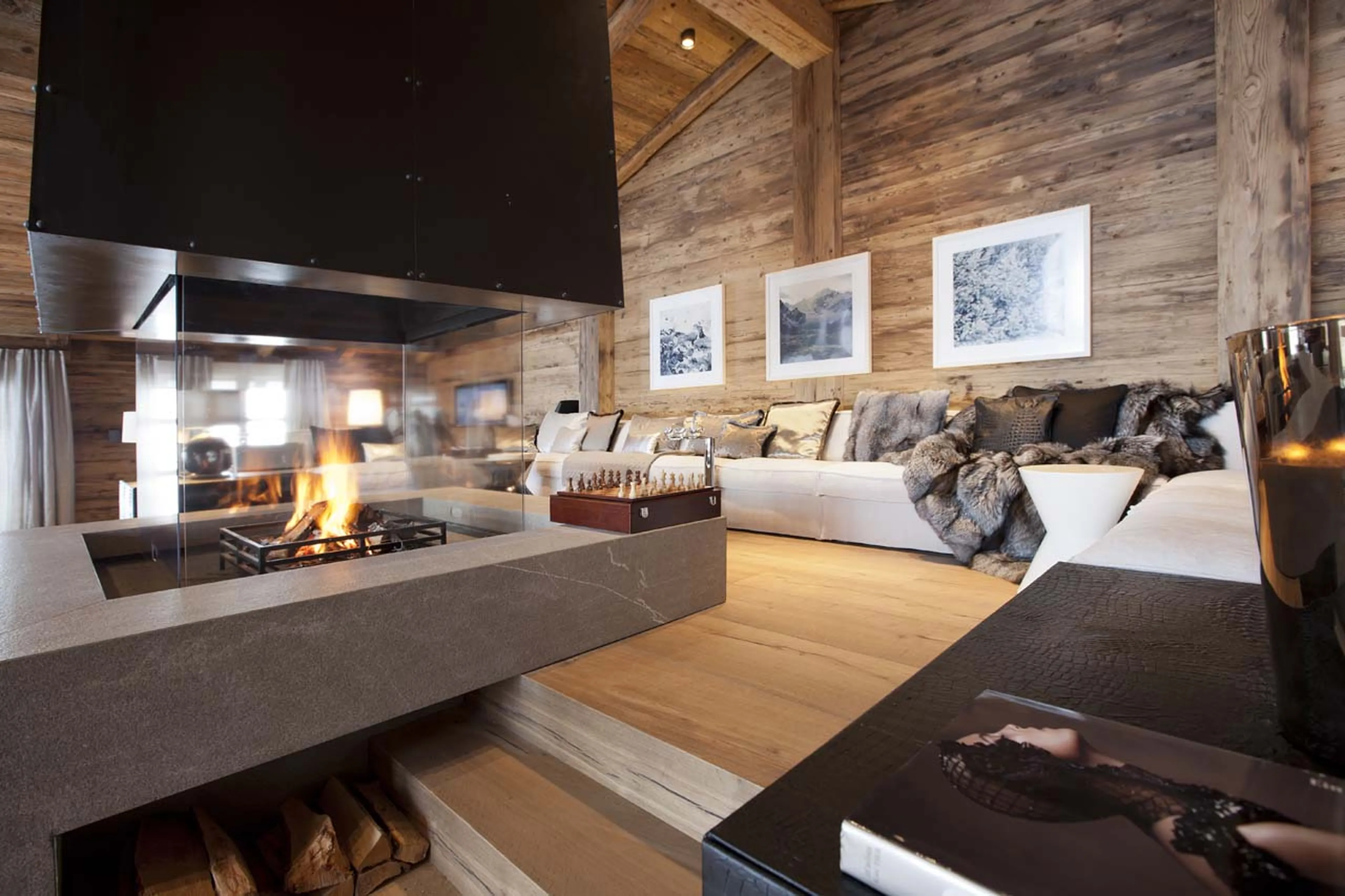 Penthouse living area at Exterior of Chalet N in Lech