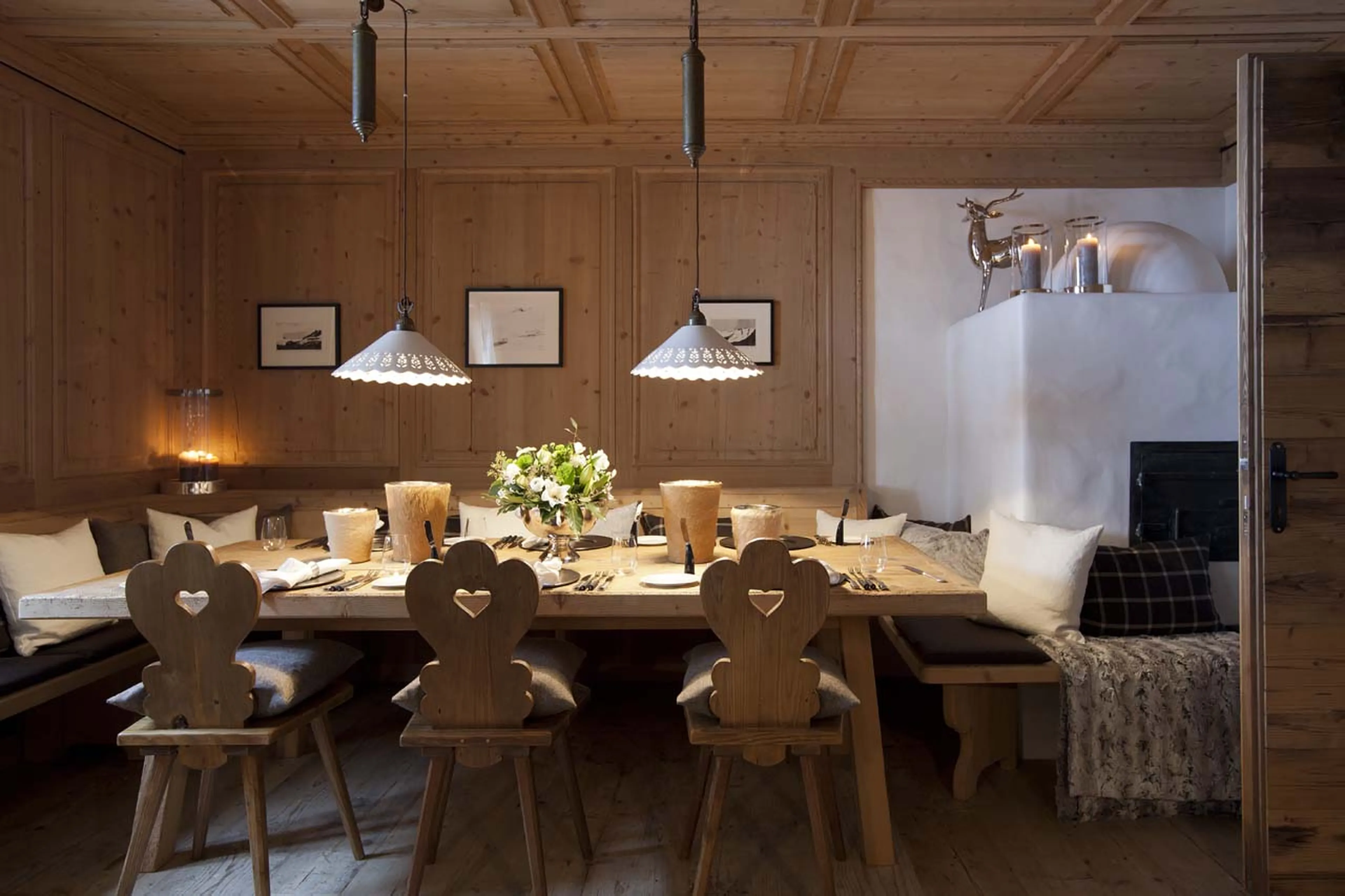 Walser Stube dining area at Exterior of Chalet N in Lech