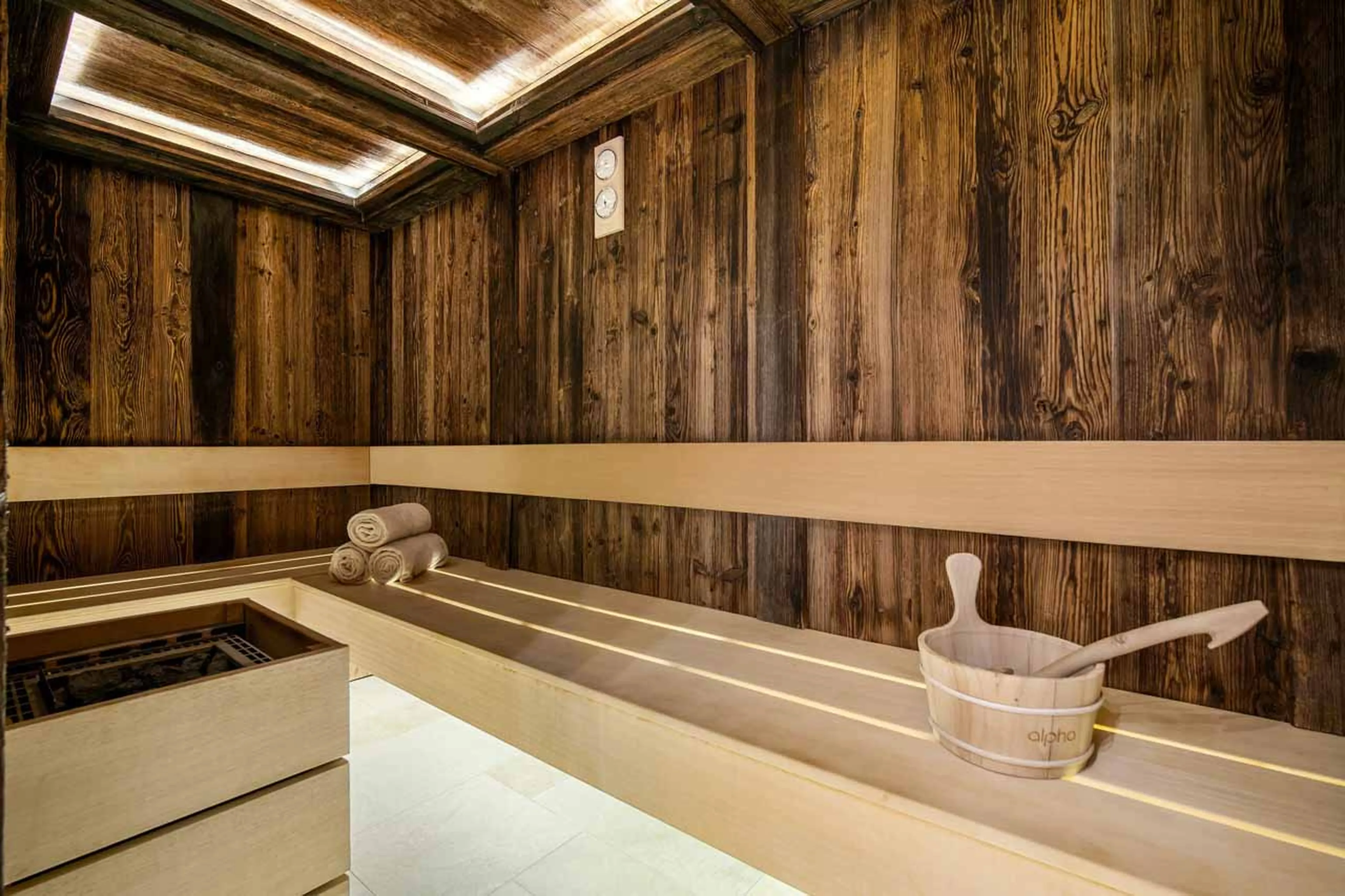 Sauna in spa area in Chalet Nanuq in Courchevel 1850