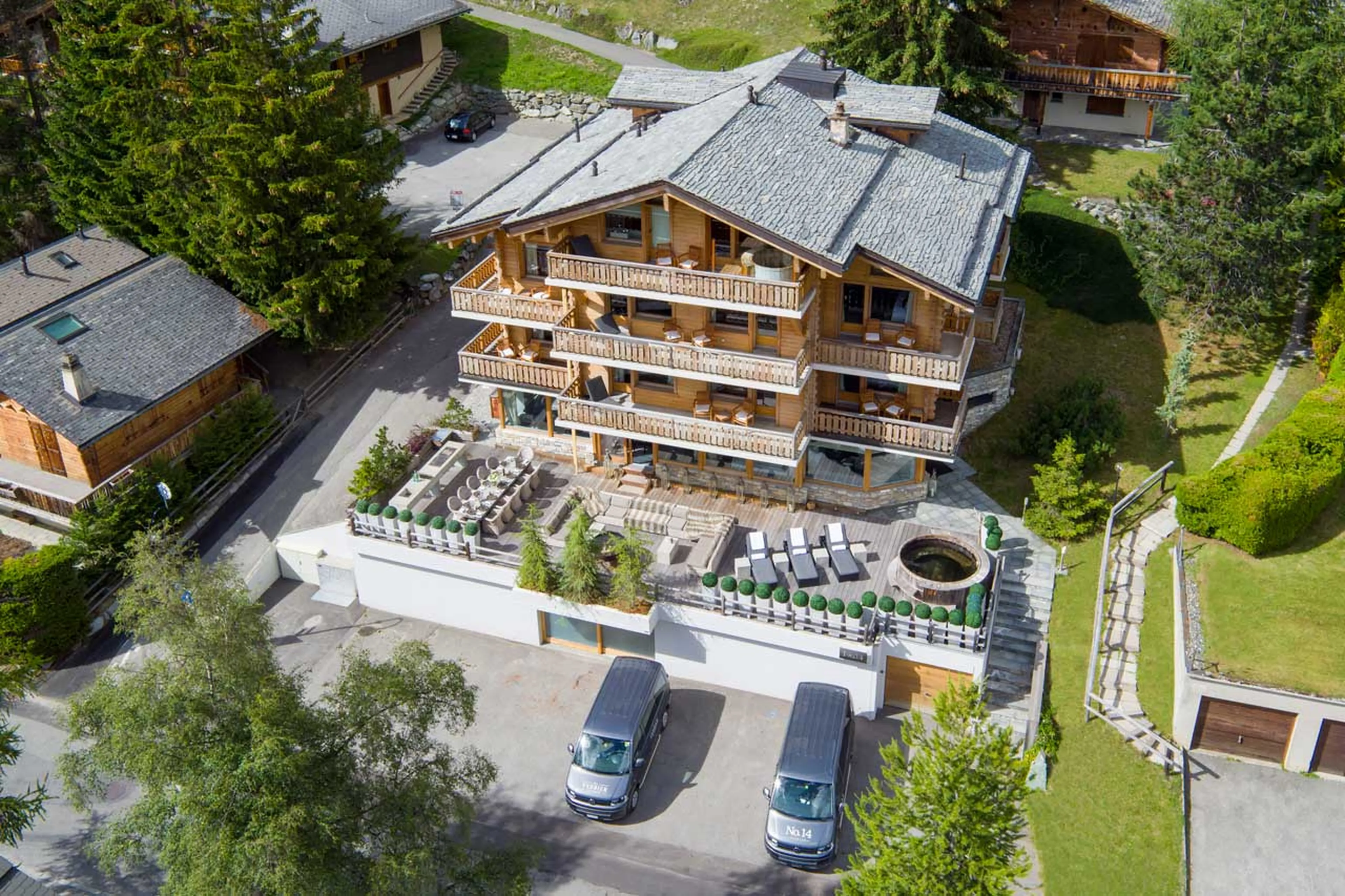 Aerial view of Chalet No 14 in Verbier