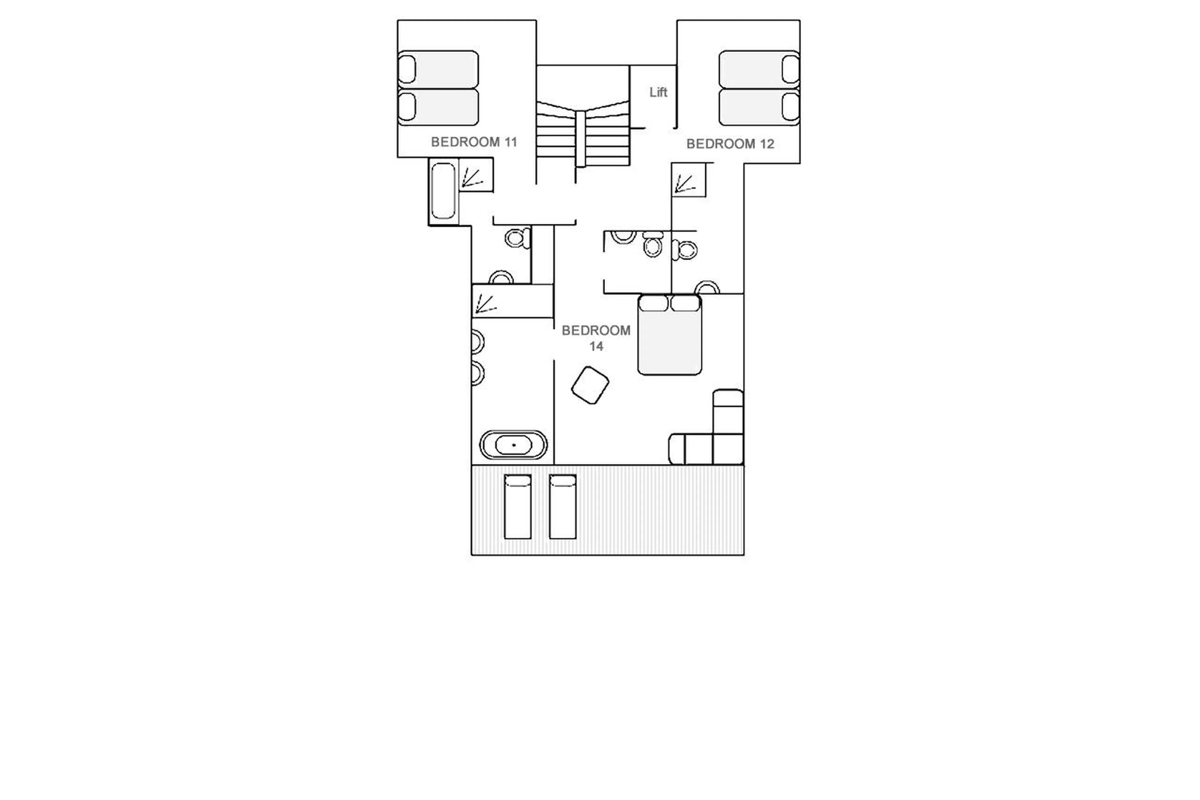 Level 4 floor plan of Chalet No 14 in Verbier