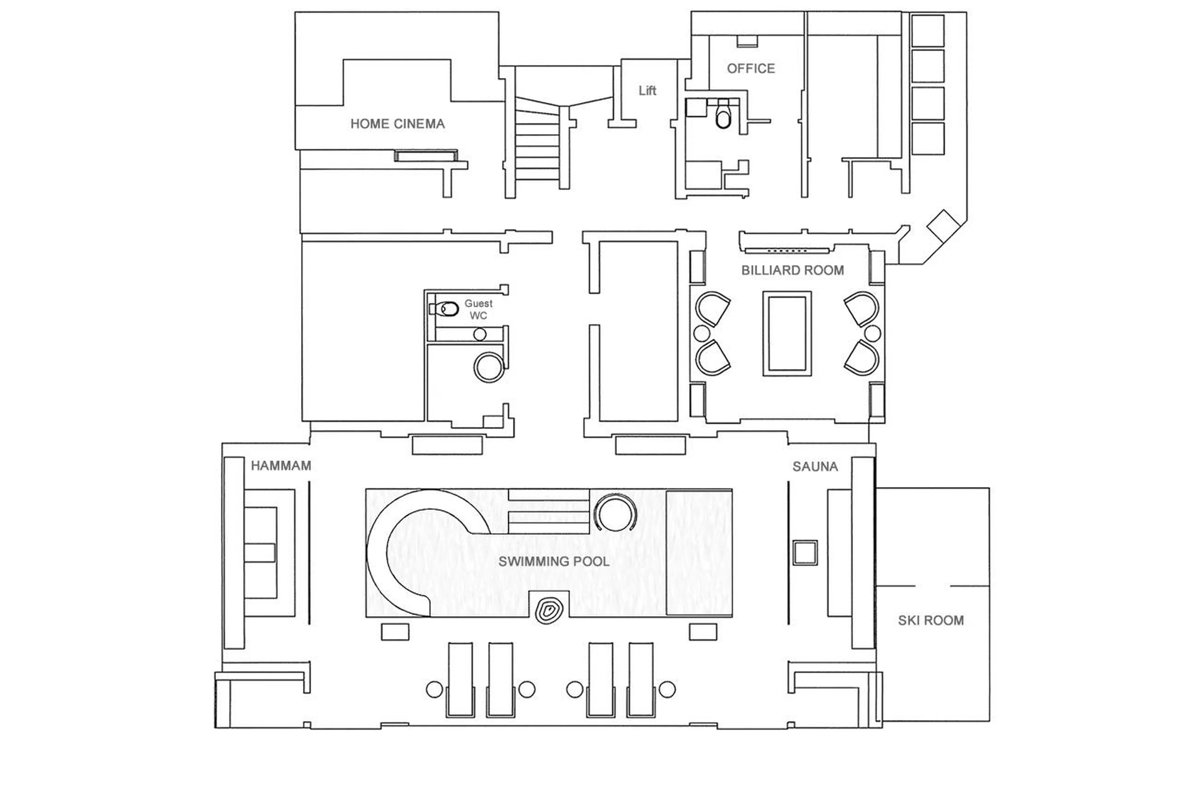 Level 0 floor plan of Chalet No 14 in Verbier