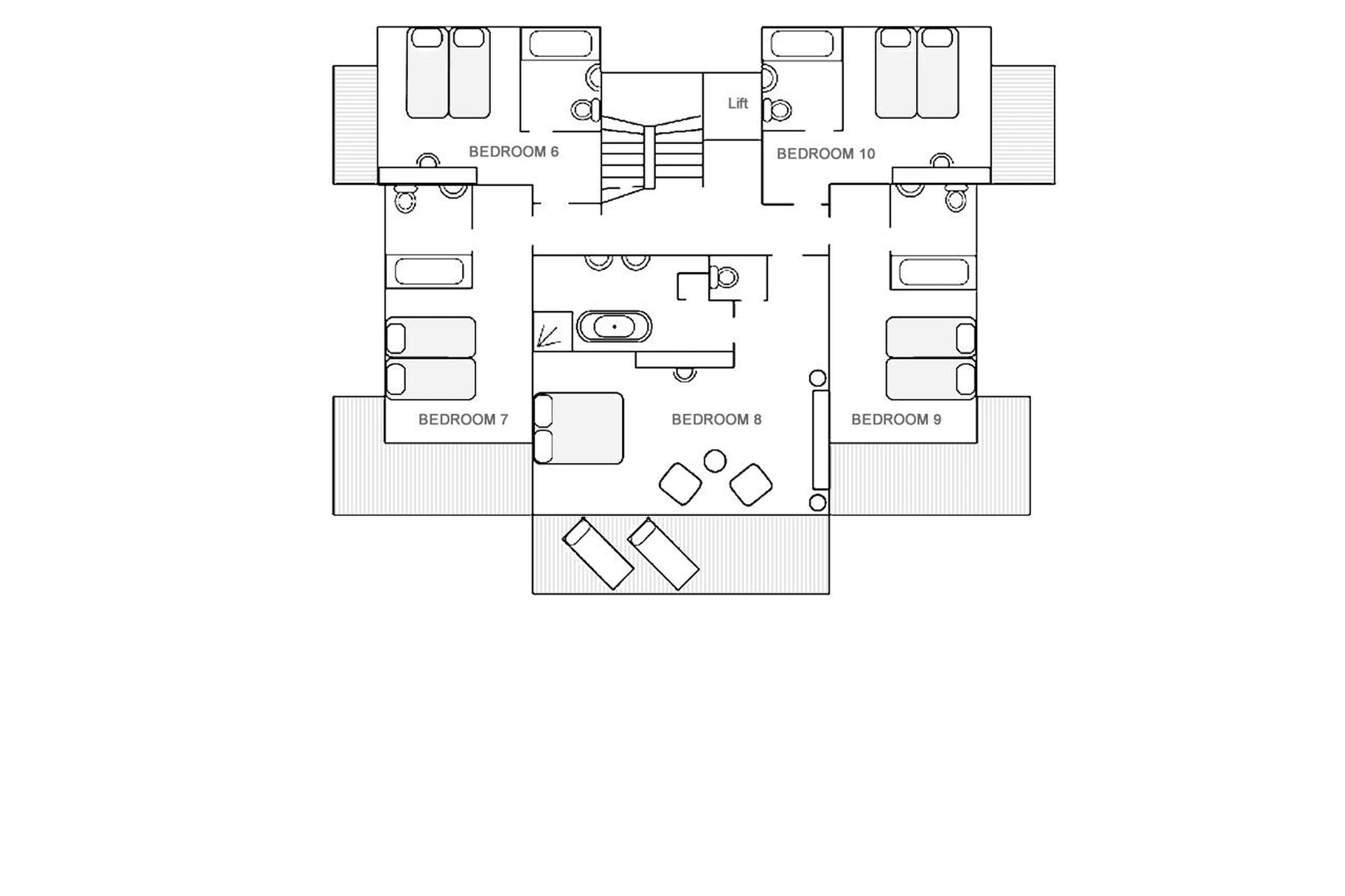 Level 3 floor plan of Chalet No 14 in Verbier
