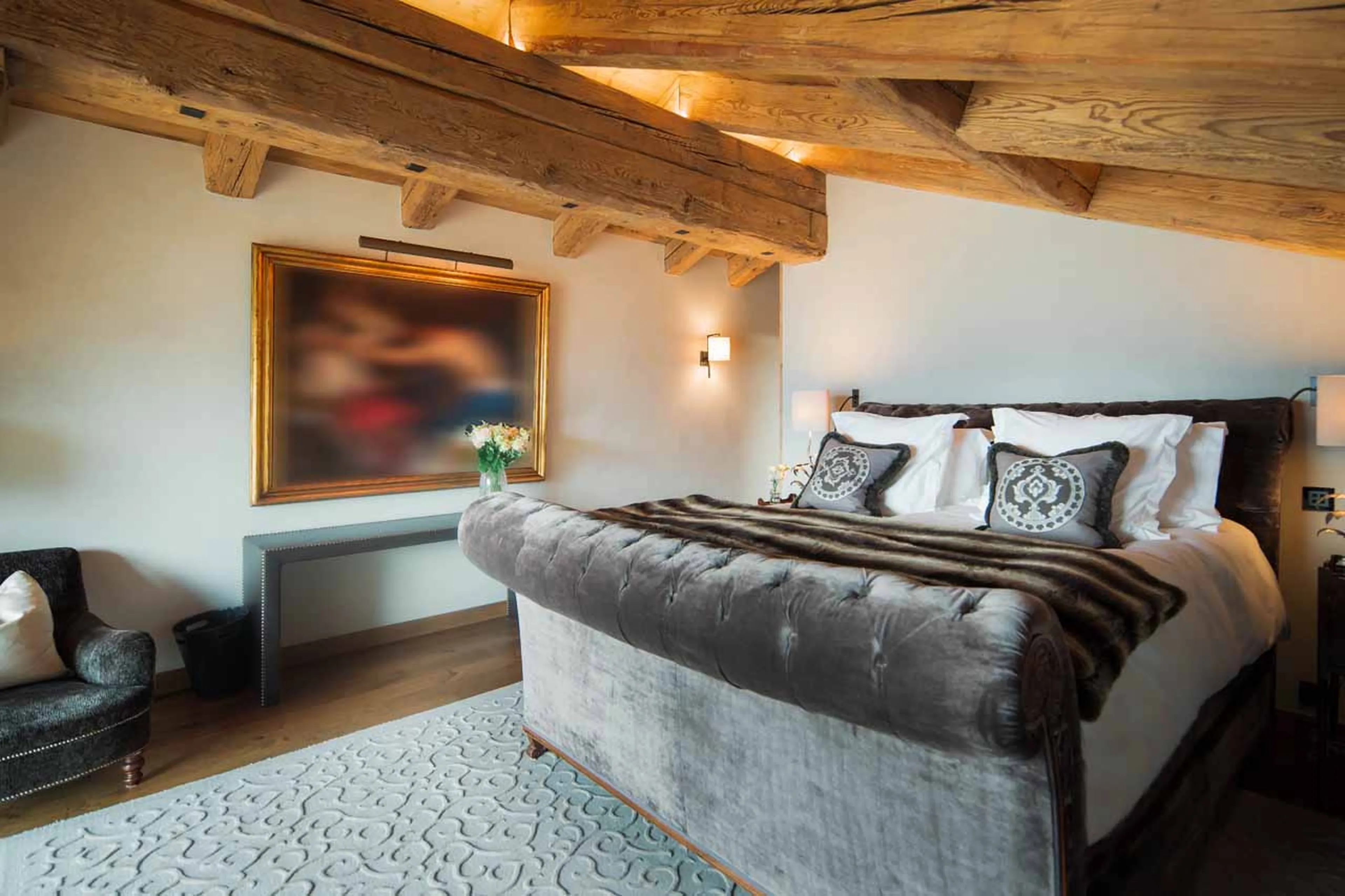 Bedroom one at Alpine Estate in Verbier