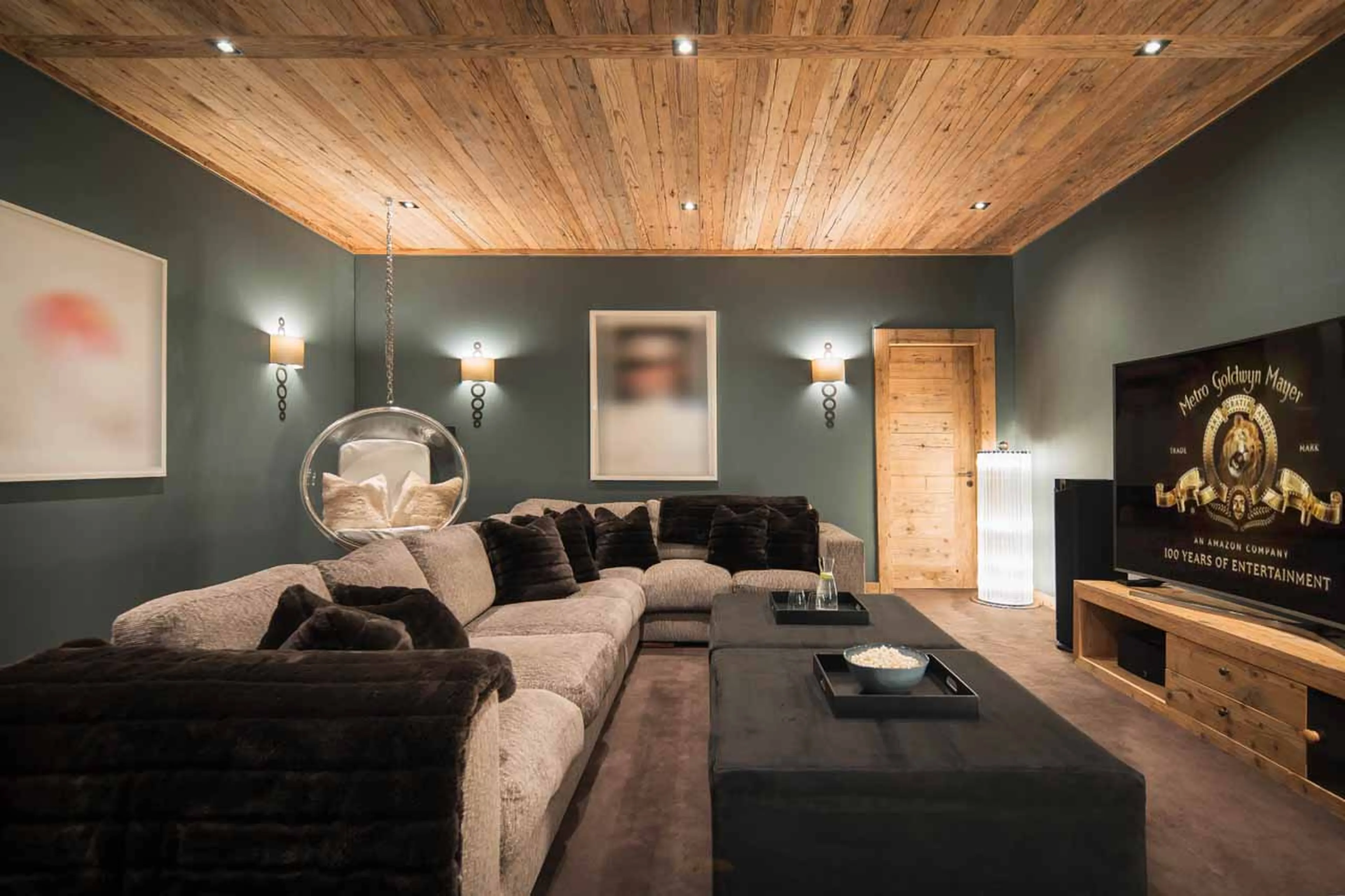 Cinema room at Alpine Estate in Verbier