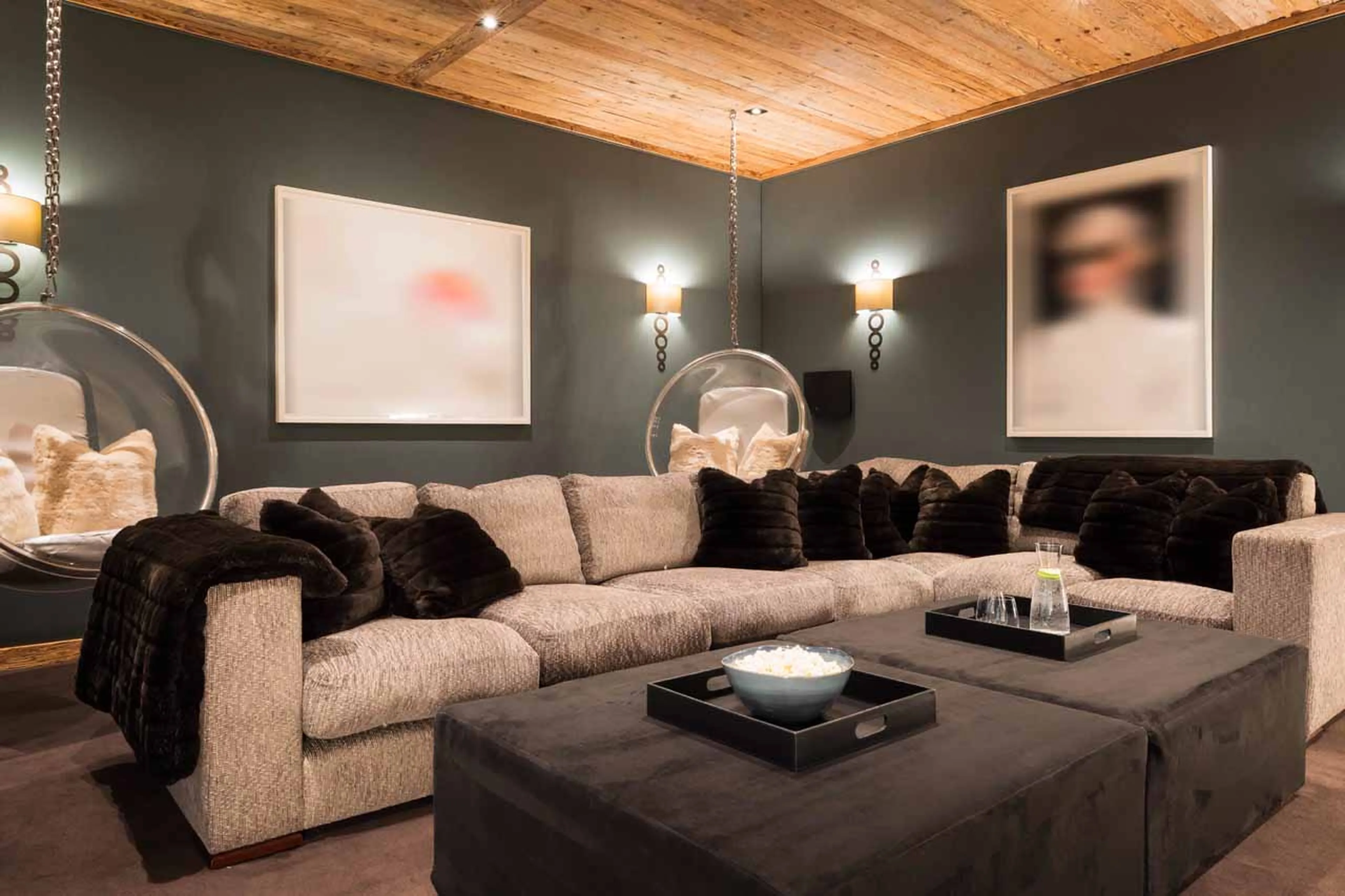 Cinema room seating at Chalet Norte in Verbier