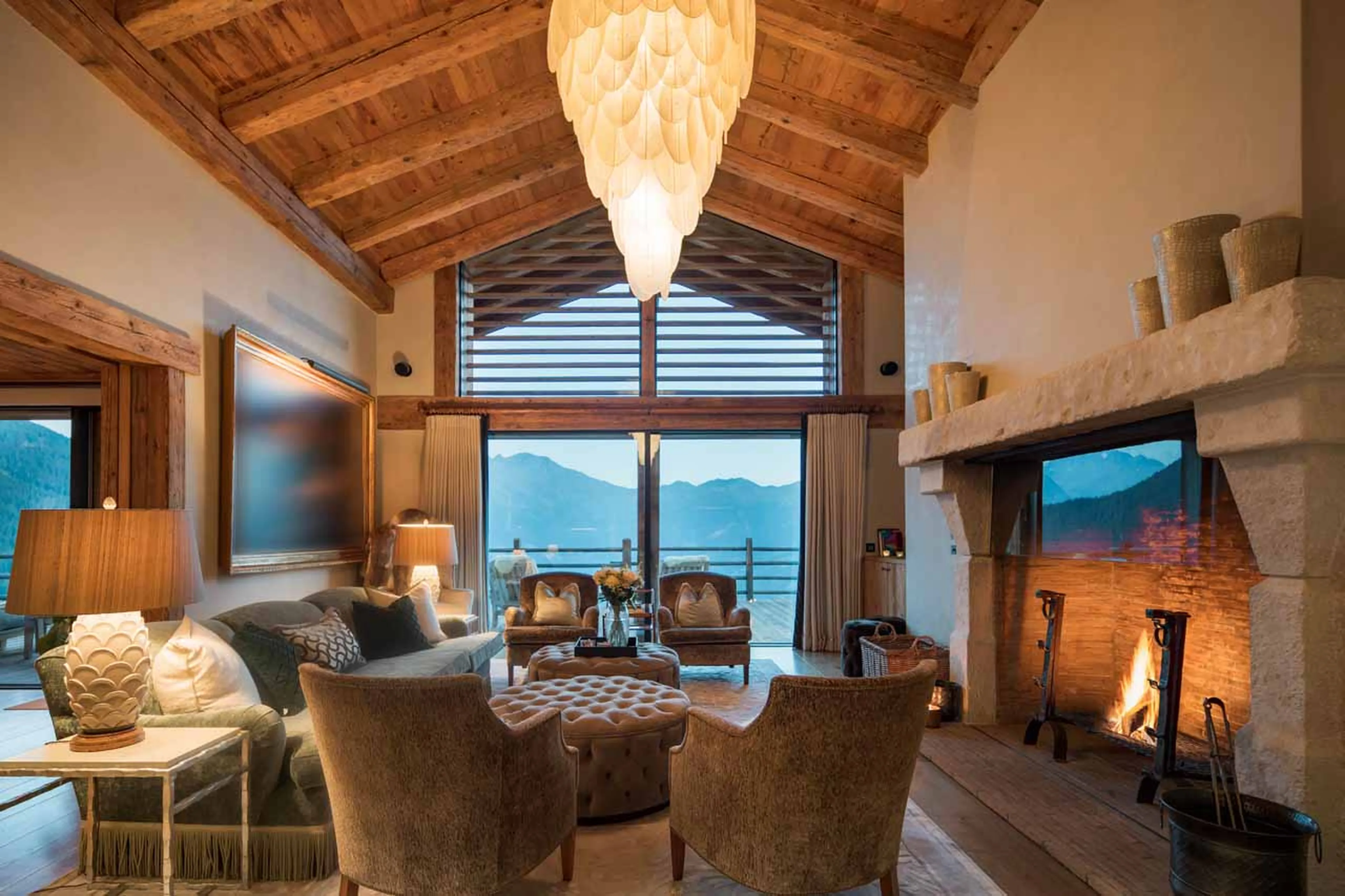 Living room at Alpine Estate in Verbier