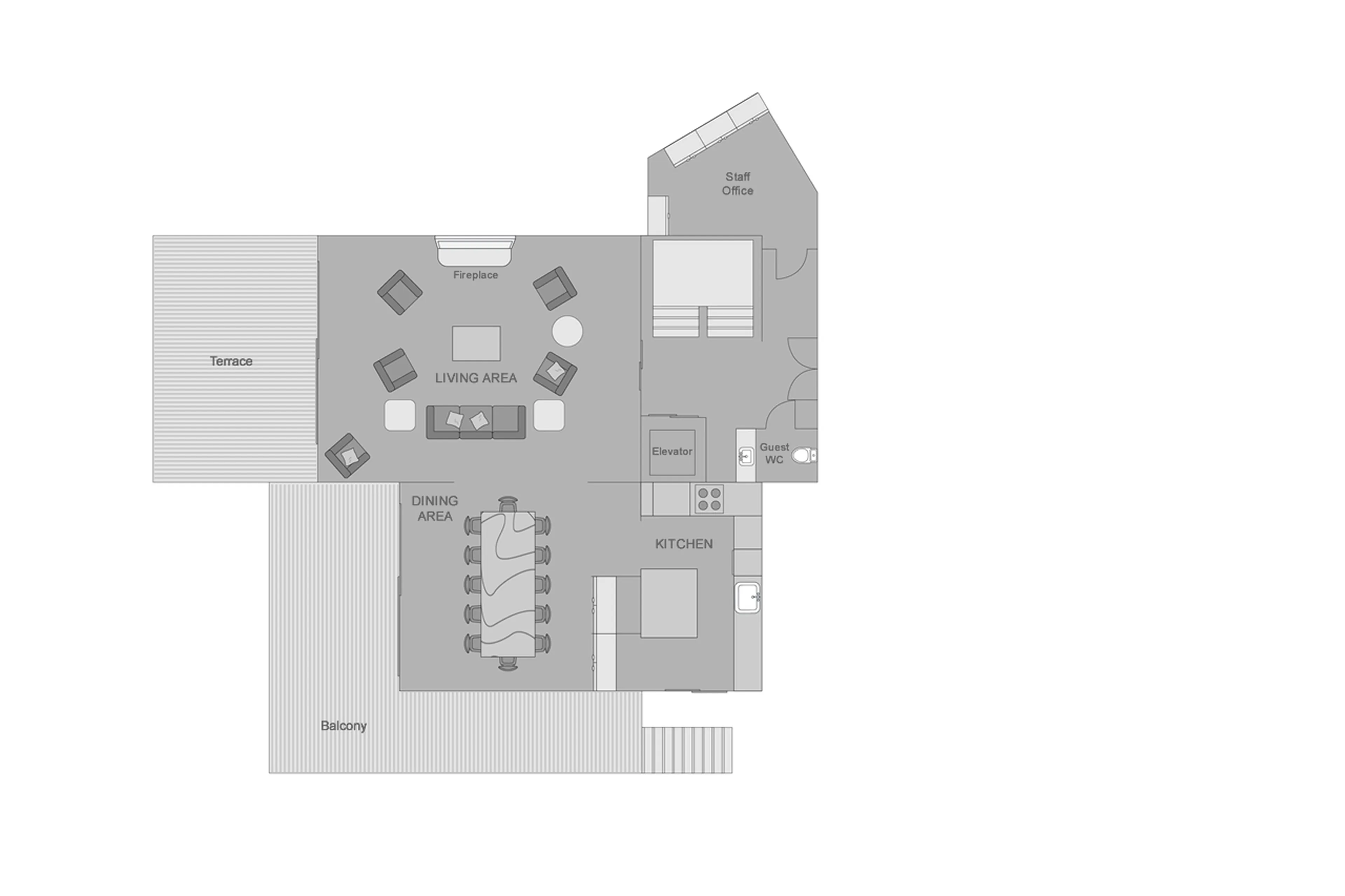 Level 2 floor plan of Chalet Norte in Verbier
