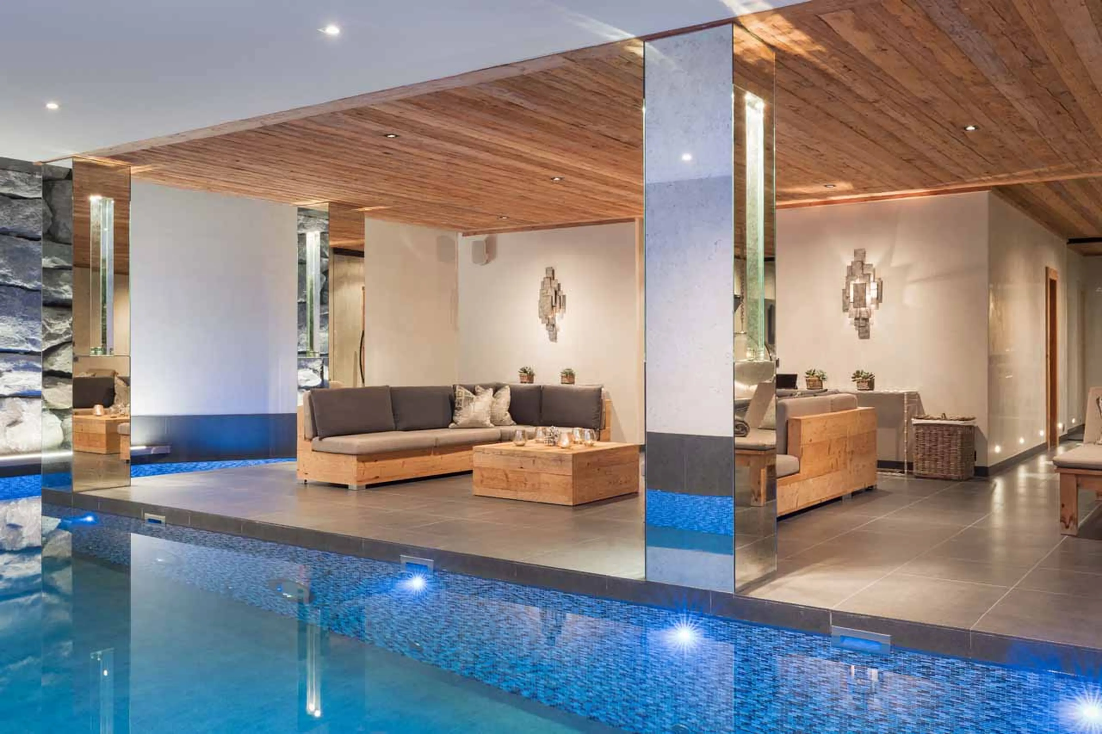 Spa lounge area at Alpine Estate in Verbier