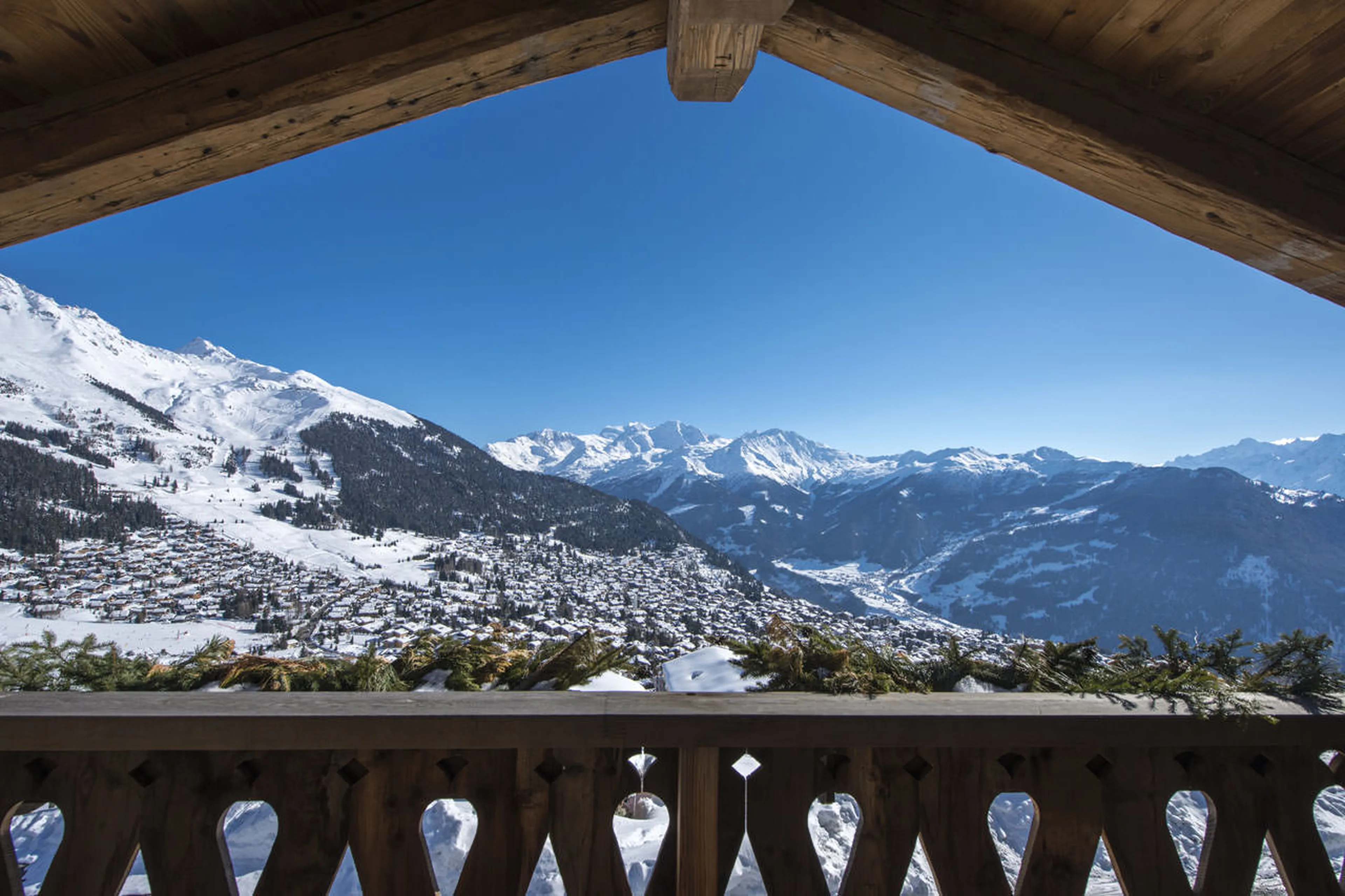 View from the balcony of Chalet Nyumba in Verbier