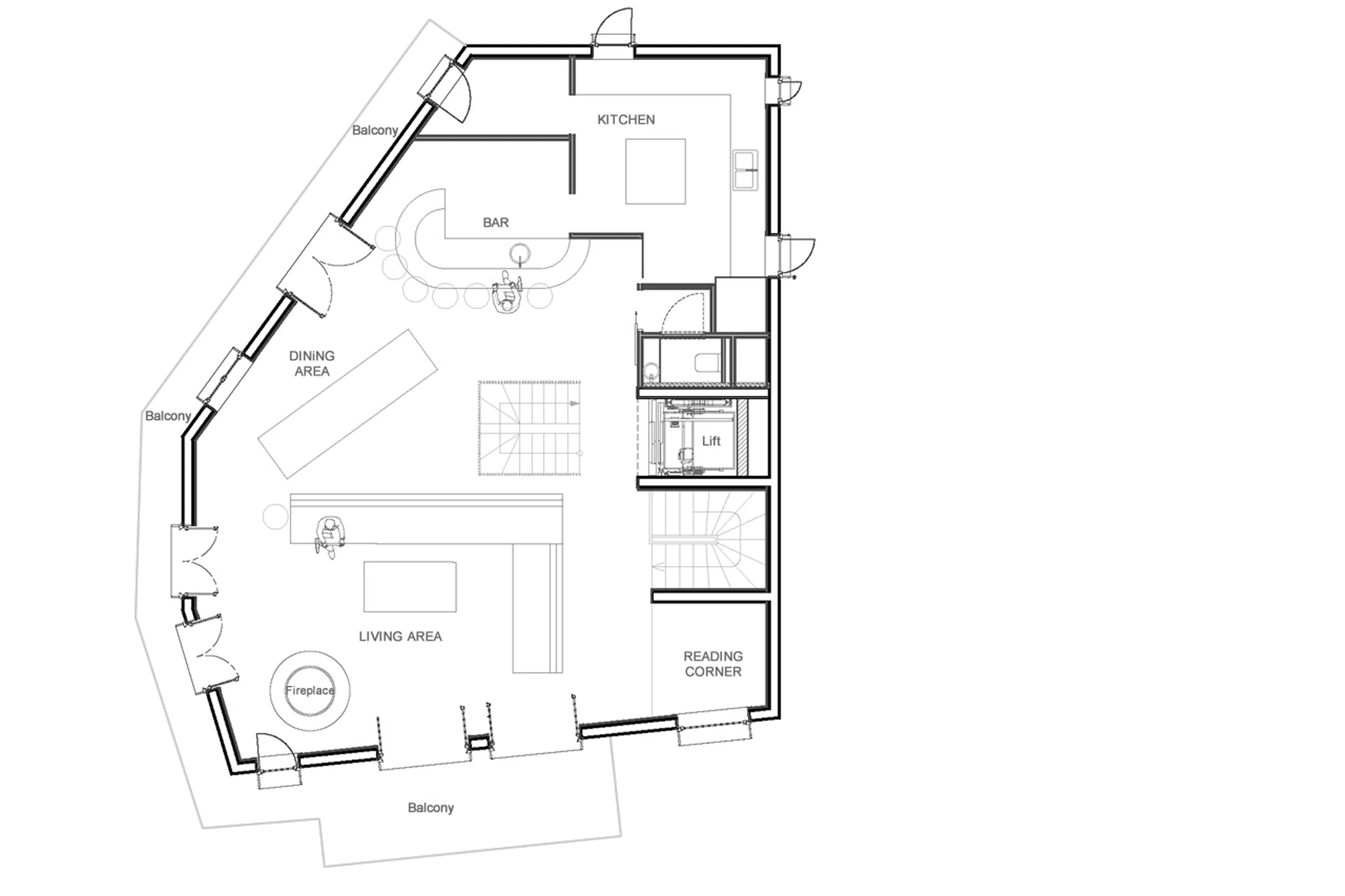 Level 1 floor plan of Chalet O Valala in Val d'Isere