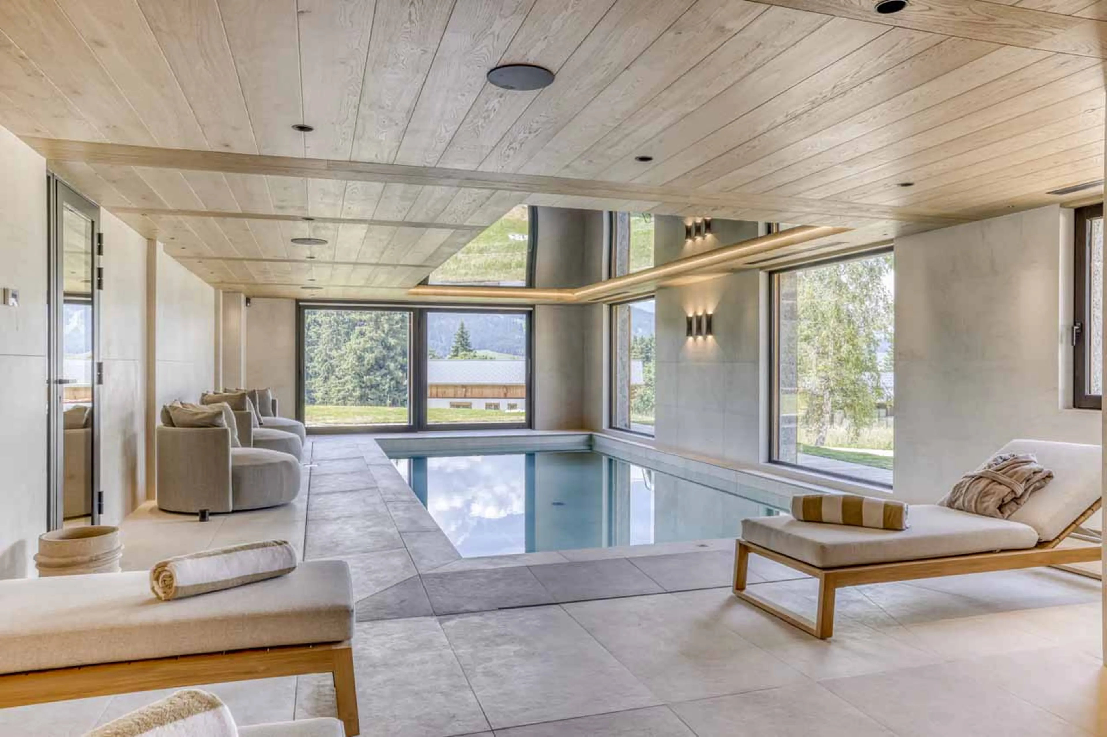 Swimming pool and sweeping views at Chalet Olivier in Megeve