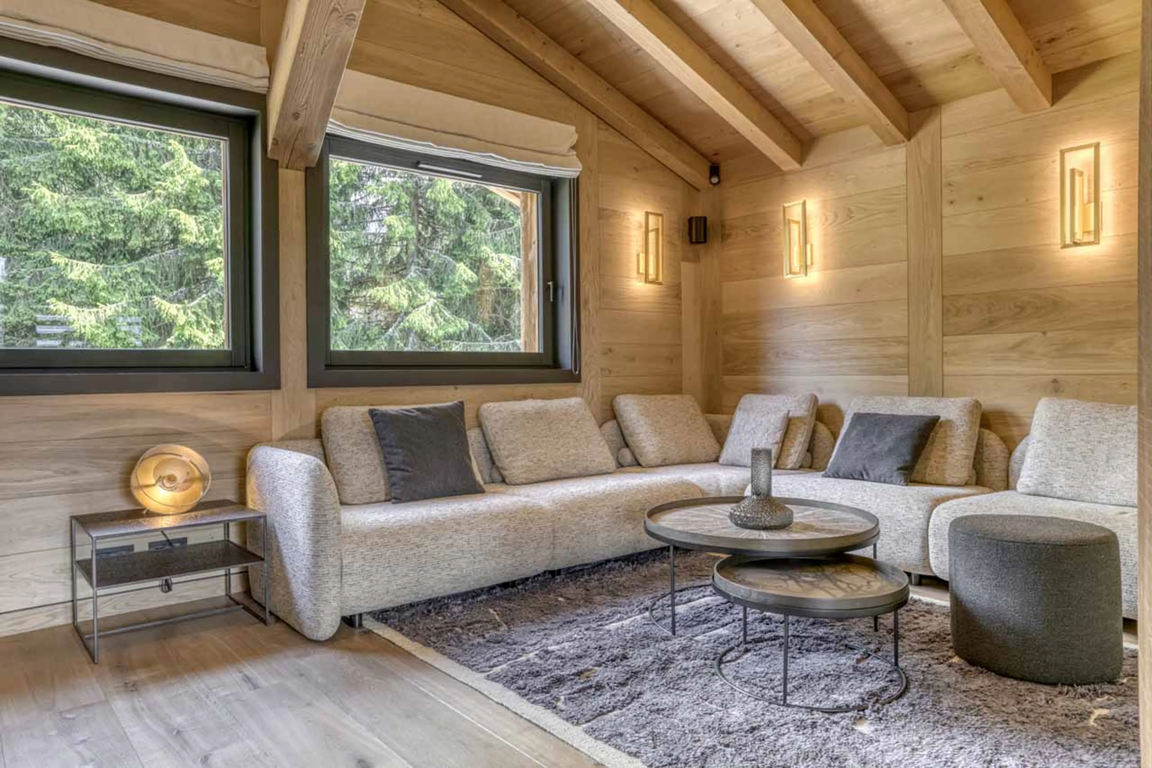 TV lounge seating at Chalet Olivier in Megeve