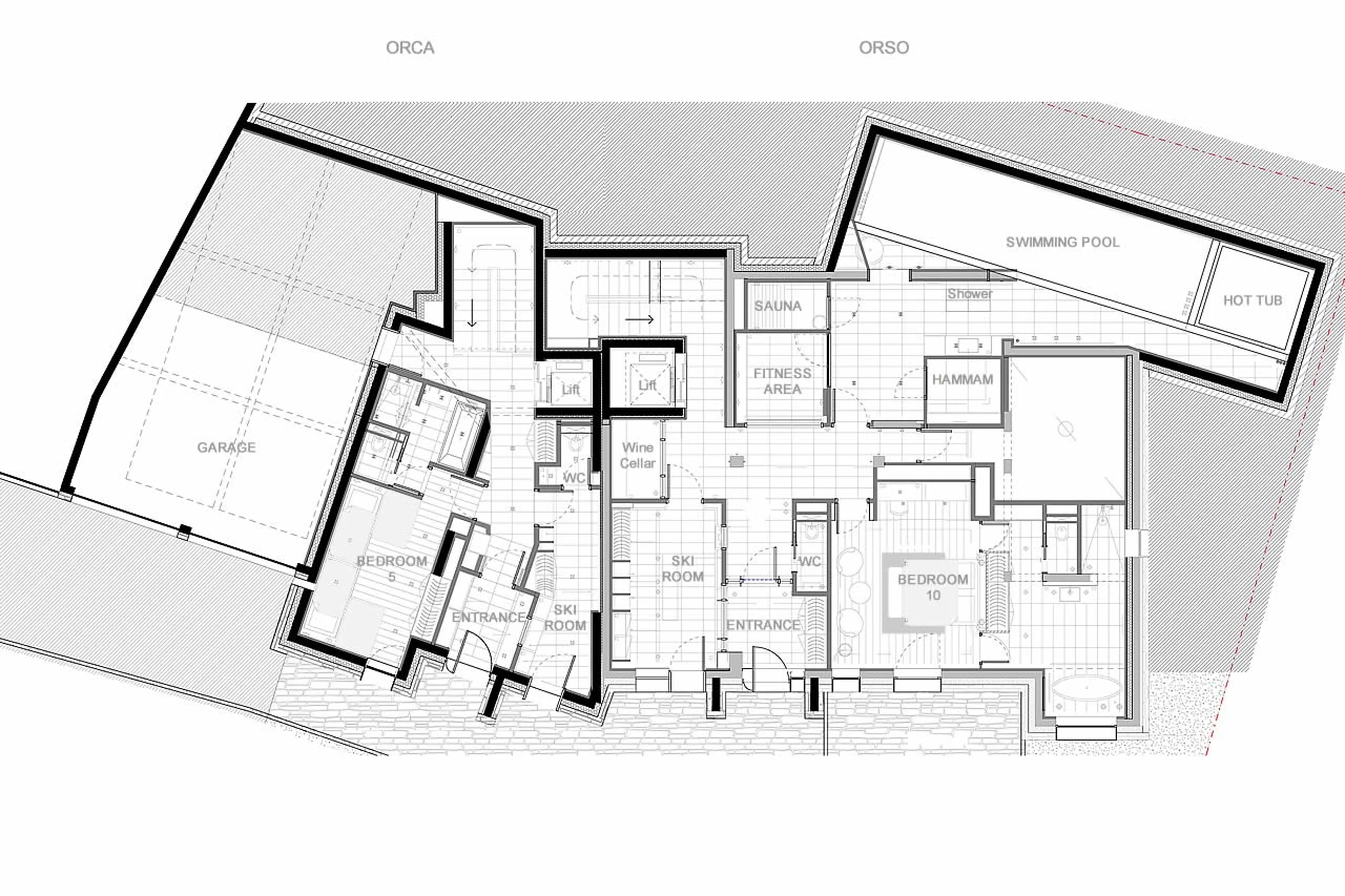 Level 0 floor plan of Chalet Les Ours in Val d Isere