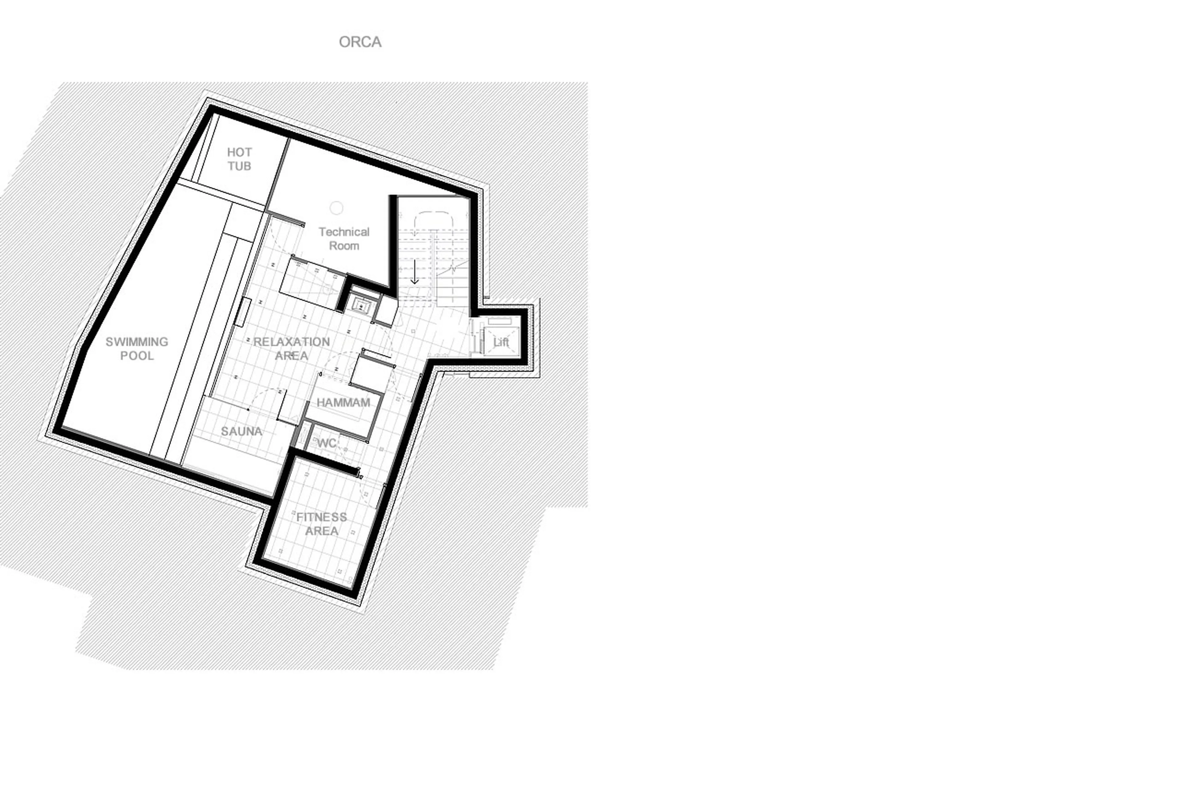 Level -1 floor plan of Chalet Les Ours in Val d Isere