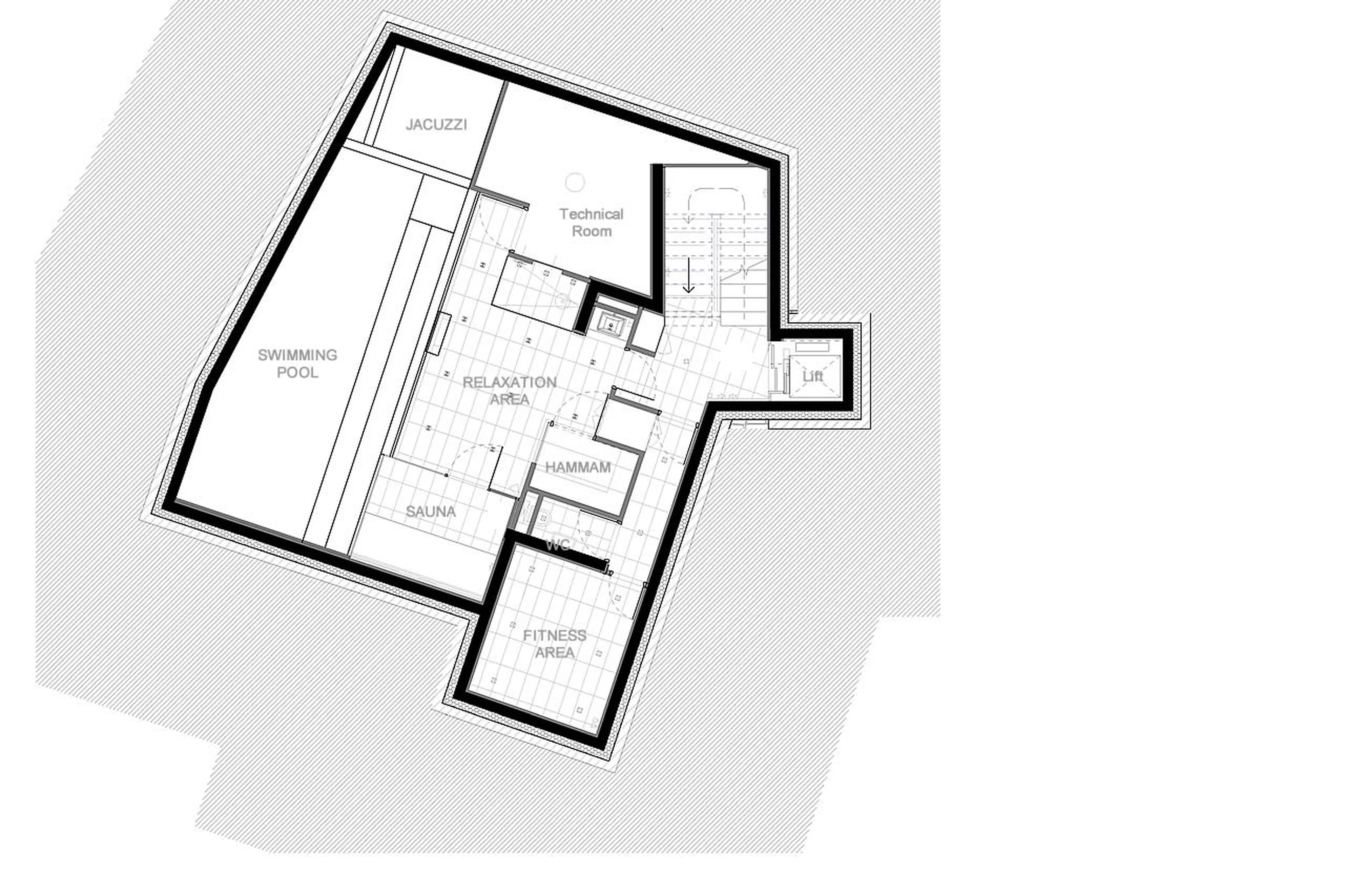 Level -1 floor plan of Chalet Orca in Val d Isere
