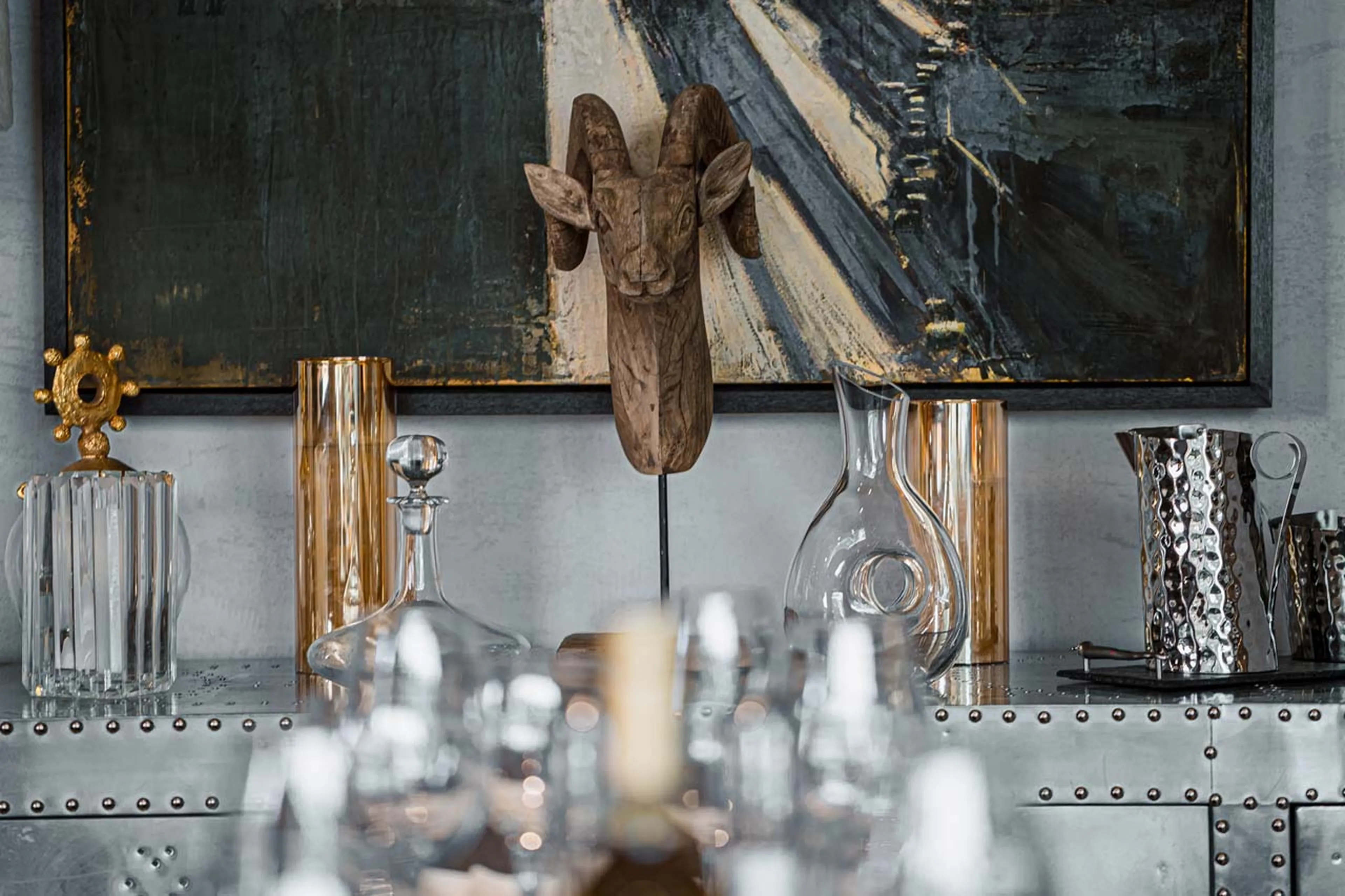 Art work in dining area of Chalet Orca in Val d'Isere