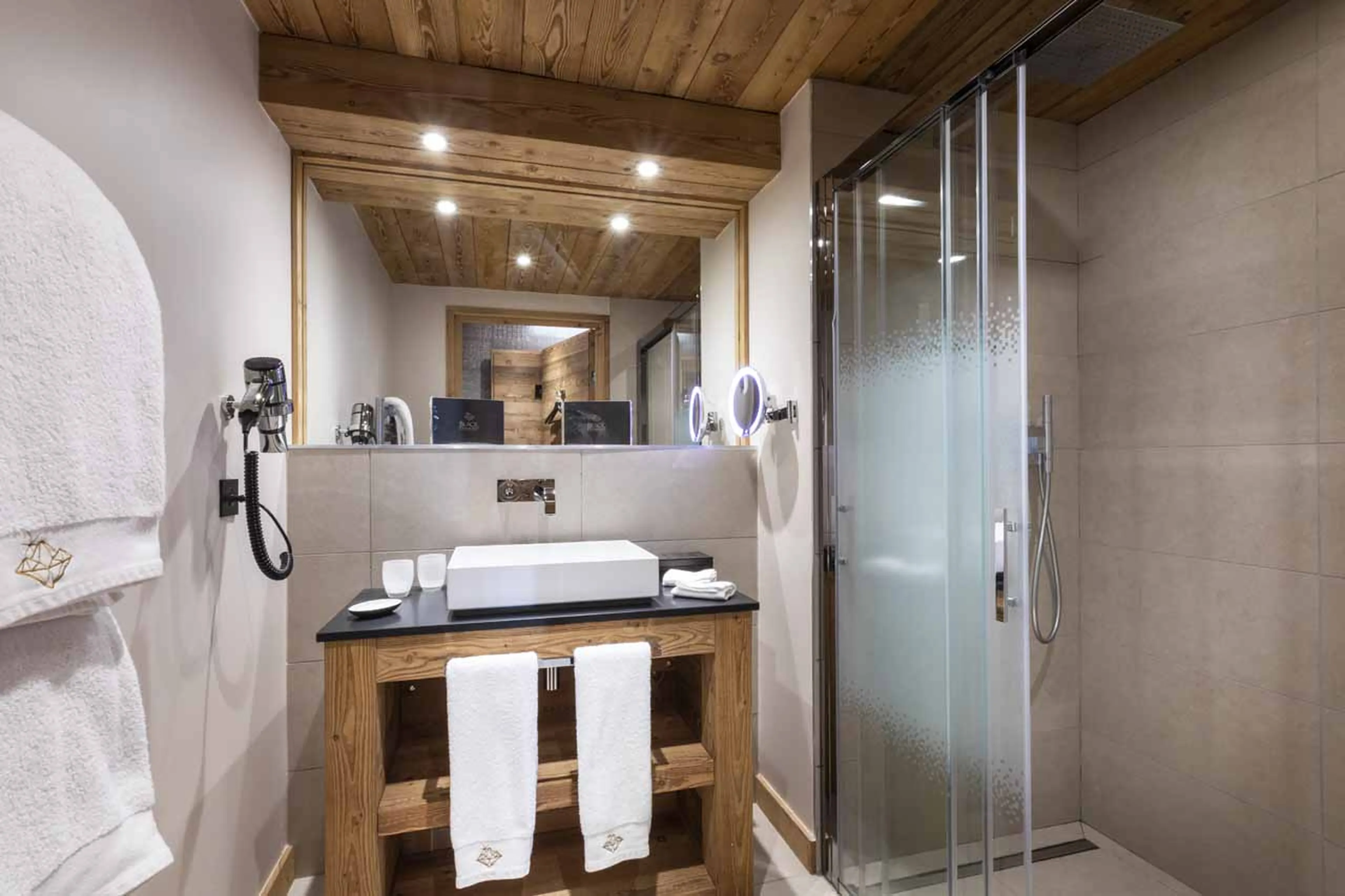 Shower room at Chalet Orlov in Val Thorens