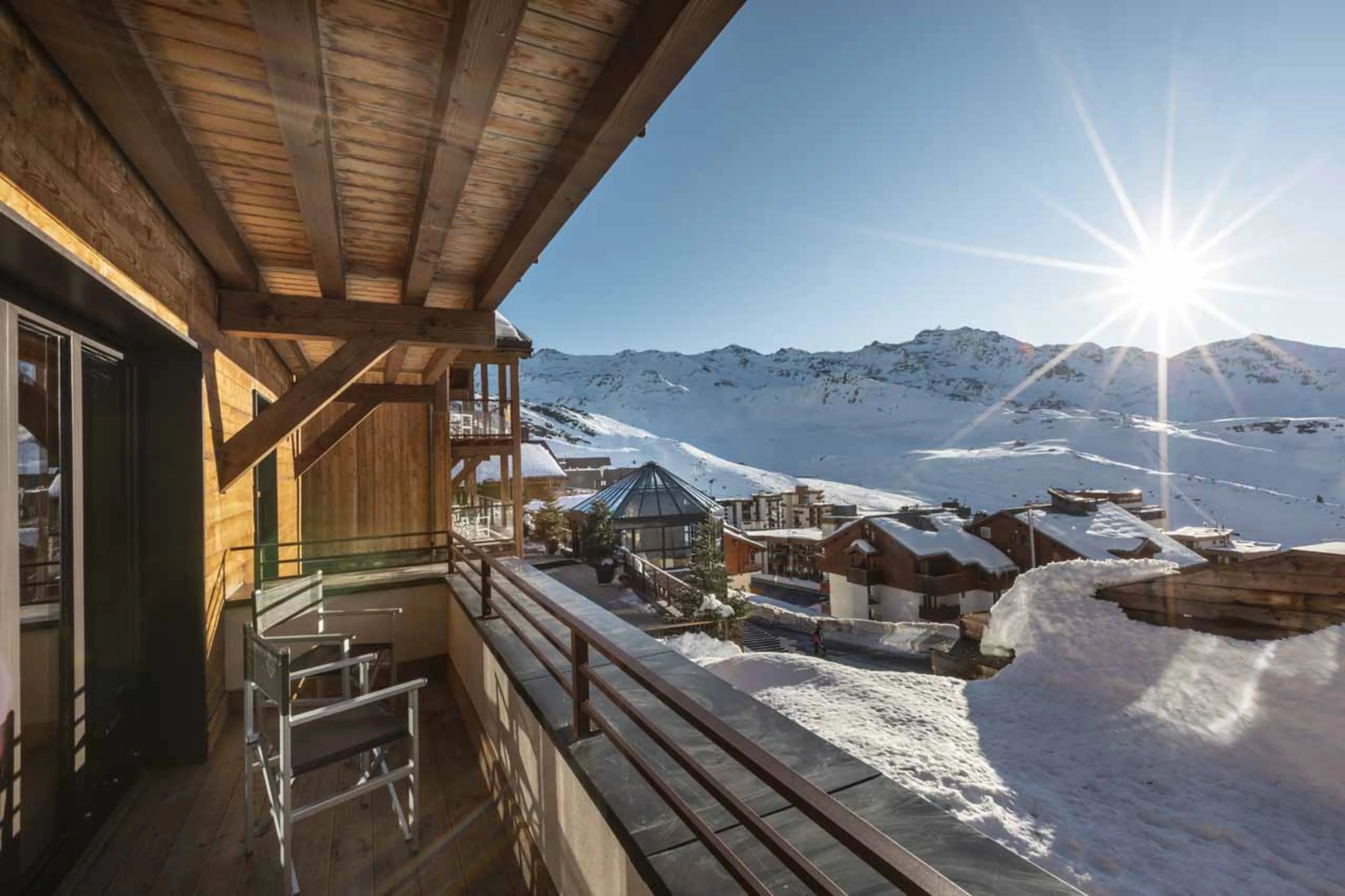Balcony view from Chalet Orlov in Val Thorens