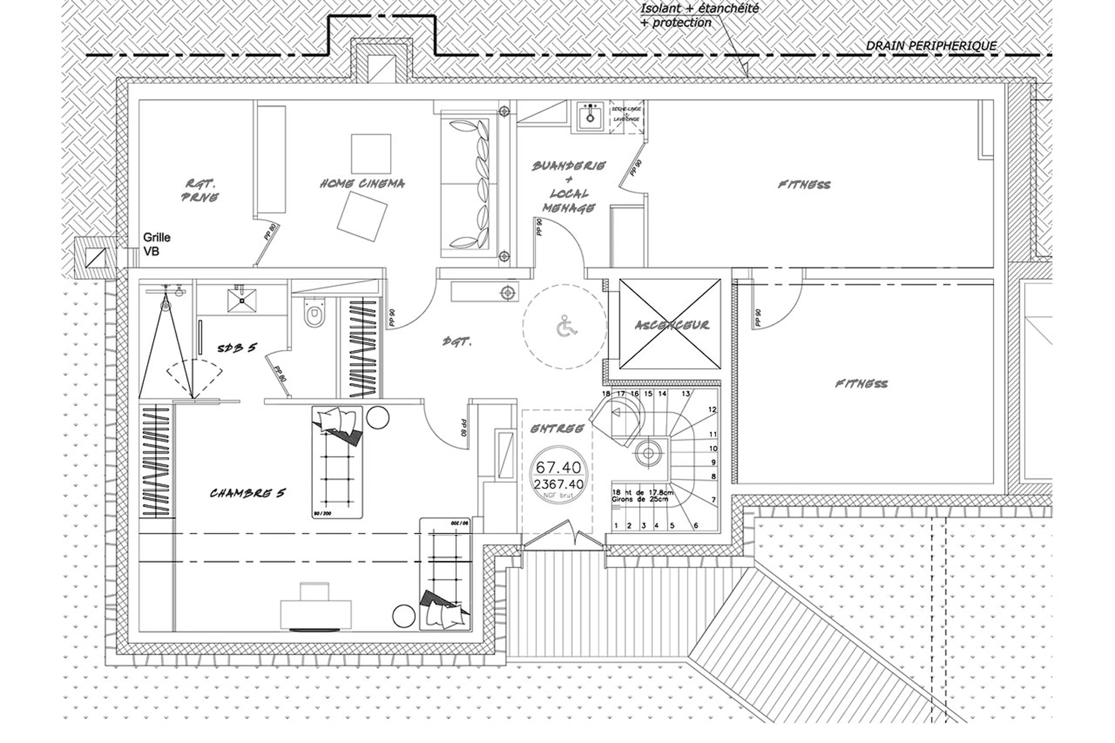 Level 2 floor plan of Chalet Orlov in Val Thorens