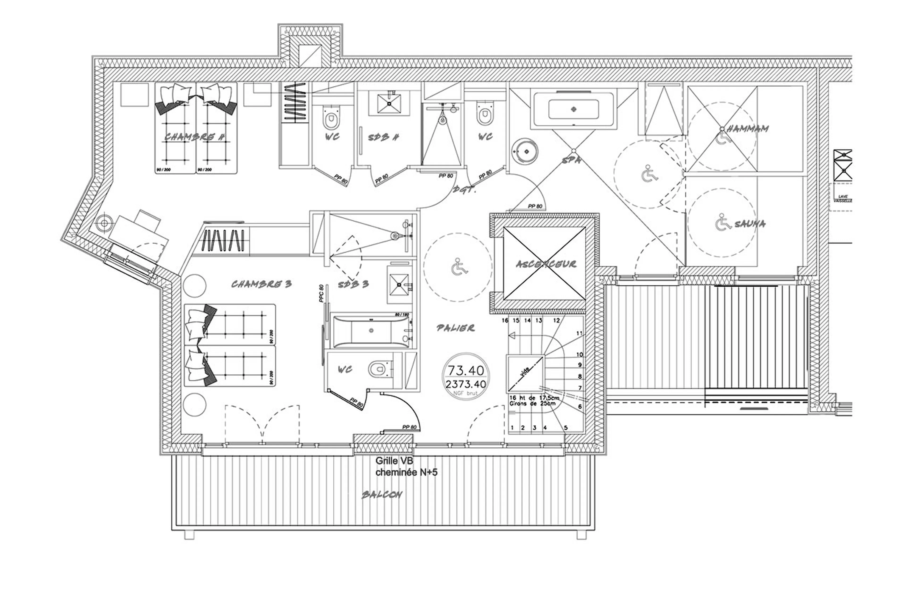 Level 4 floor plan of Chalet Orlov in Val Thorens