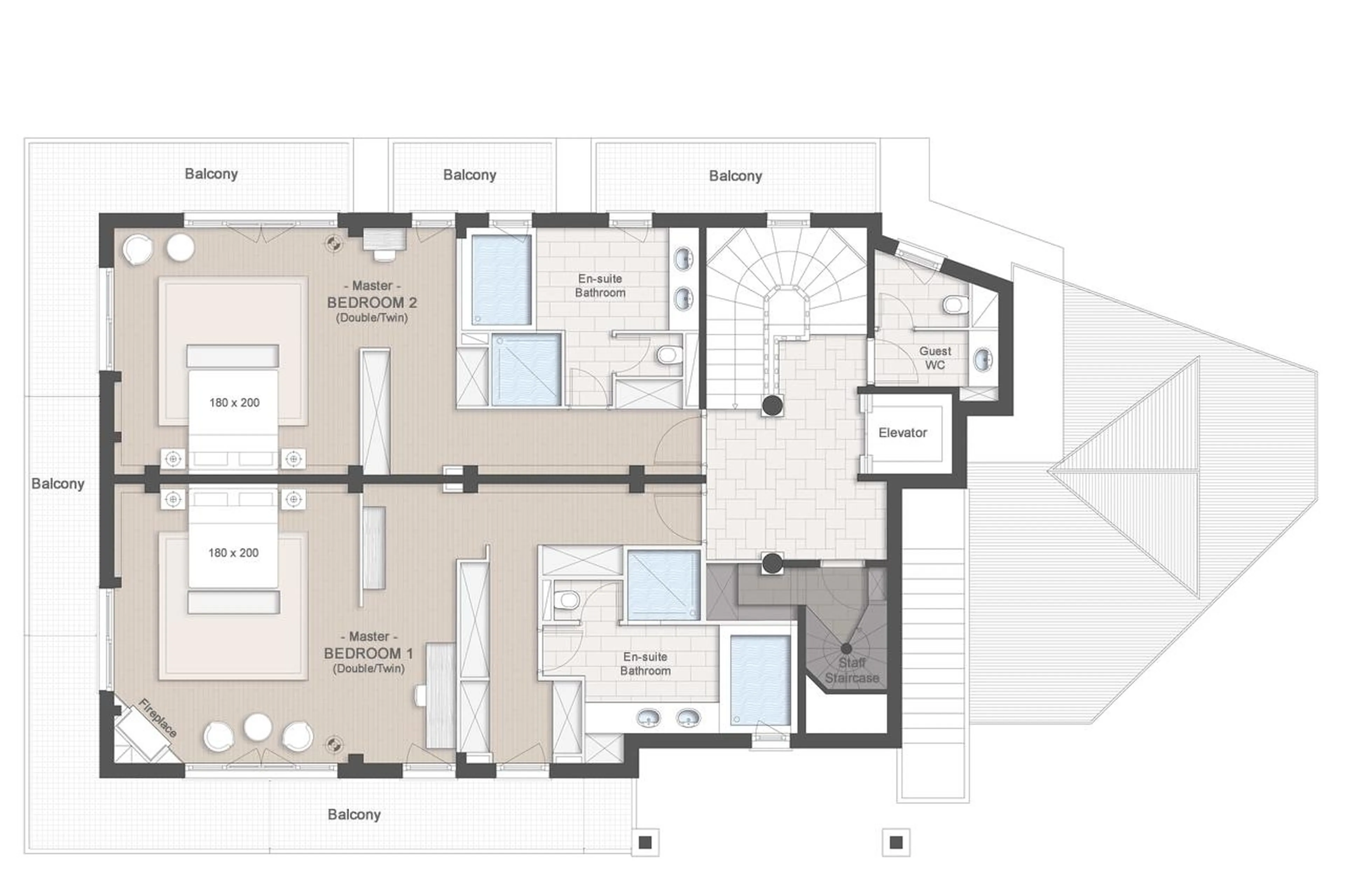 Level 1 floor plan of Chalet Ormello in Courchevel 1850