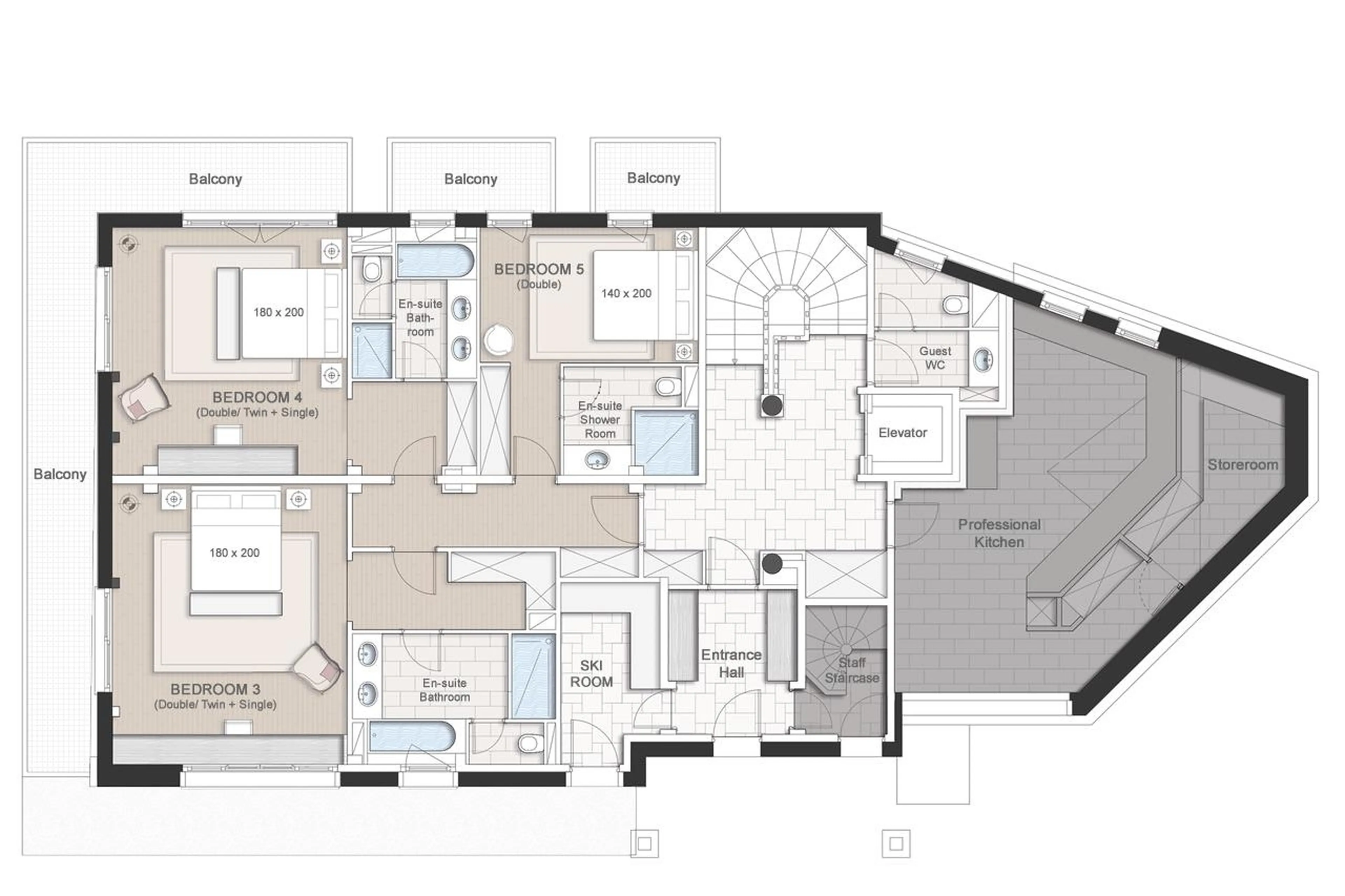 Level 0 floor plan of Chalet Ormello in Courchevel 1850