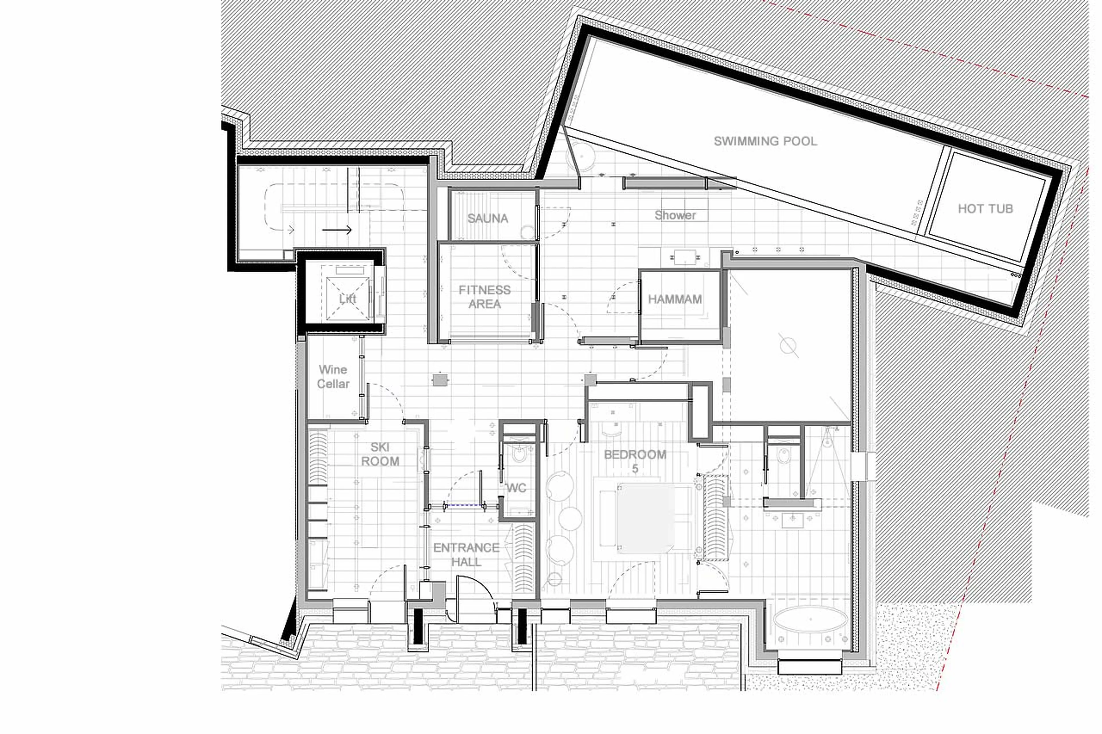 Level 0 floor plan of Chalet Orso in Val d Isere