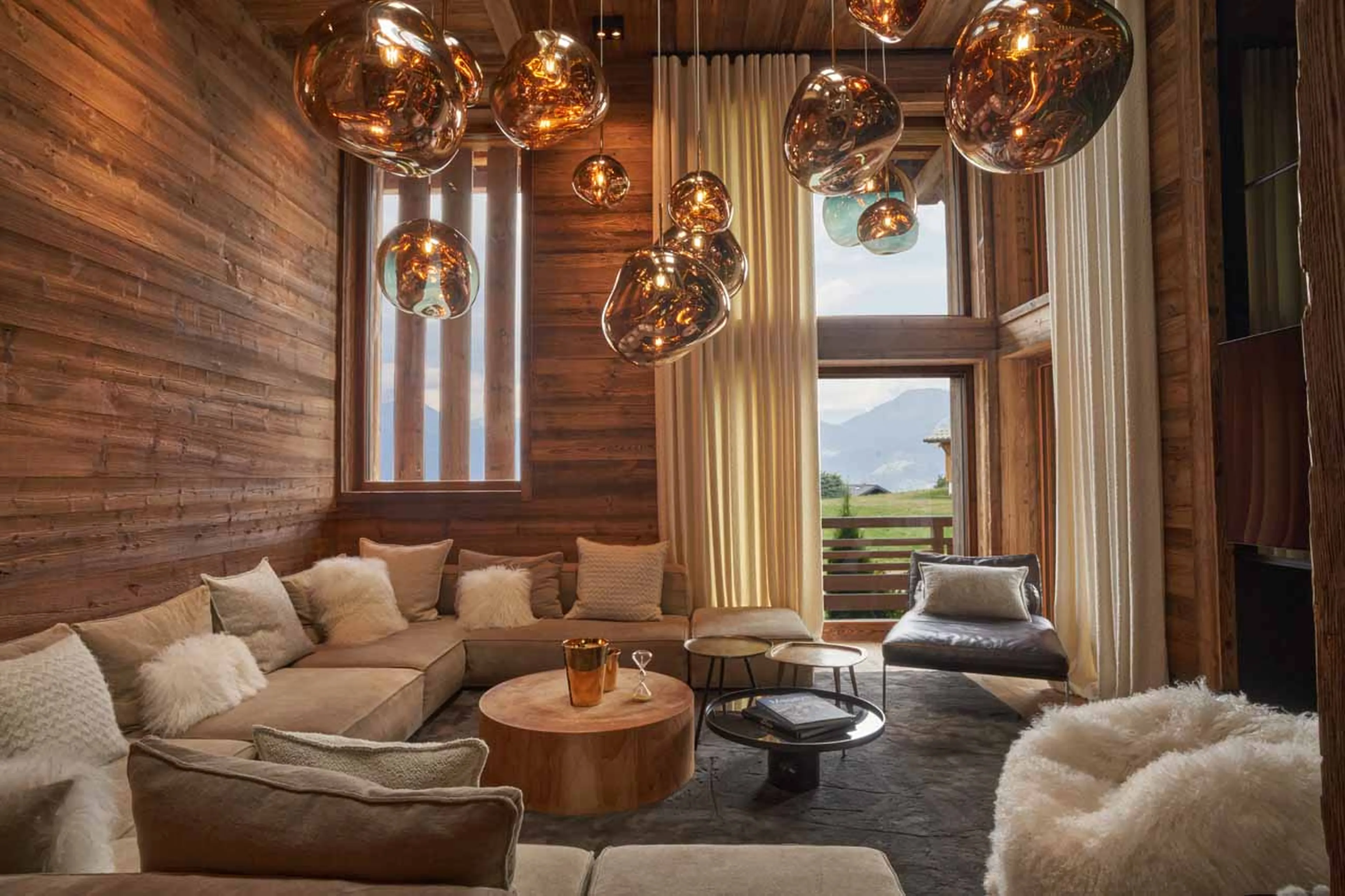 Seating in living room at Chalet Otoctone in Megeve