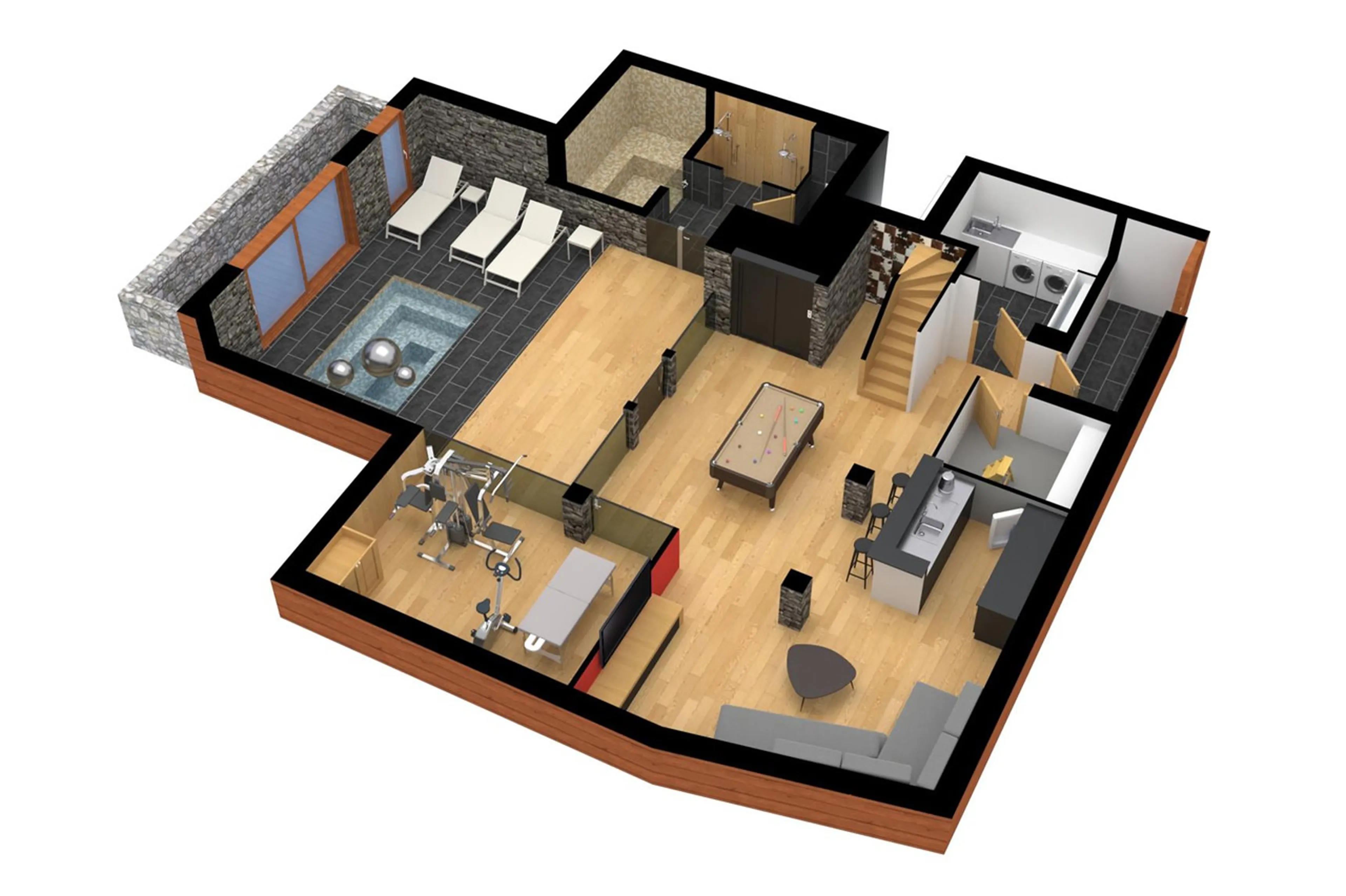 Level -1 floor plan of Chalet Overview in Courchevel 1650