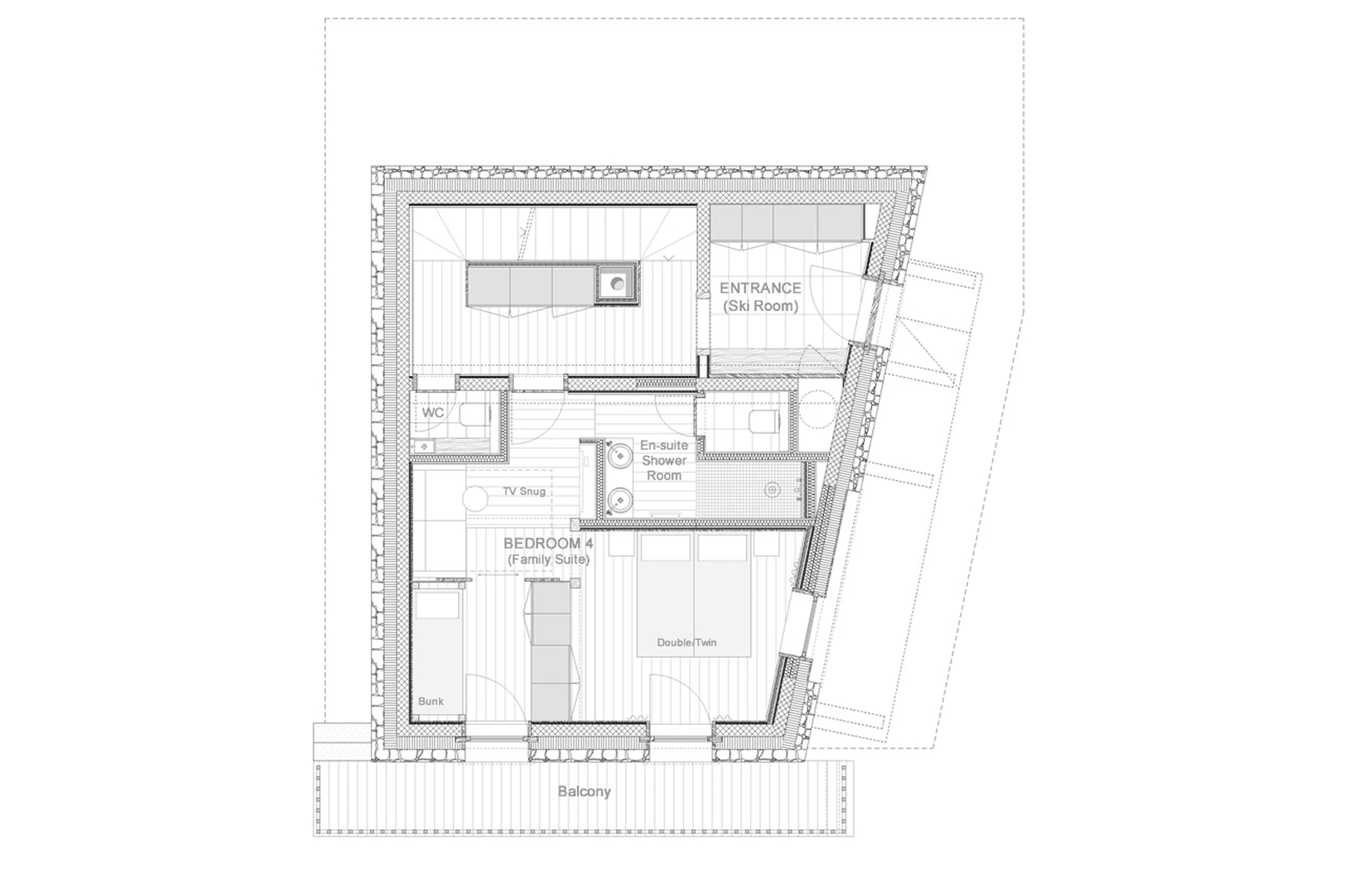 Level 0 floor plan of Chalet Oxalis in Val d Isere
