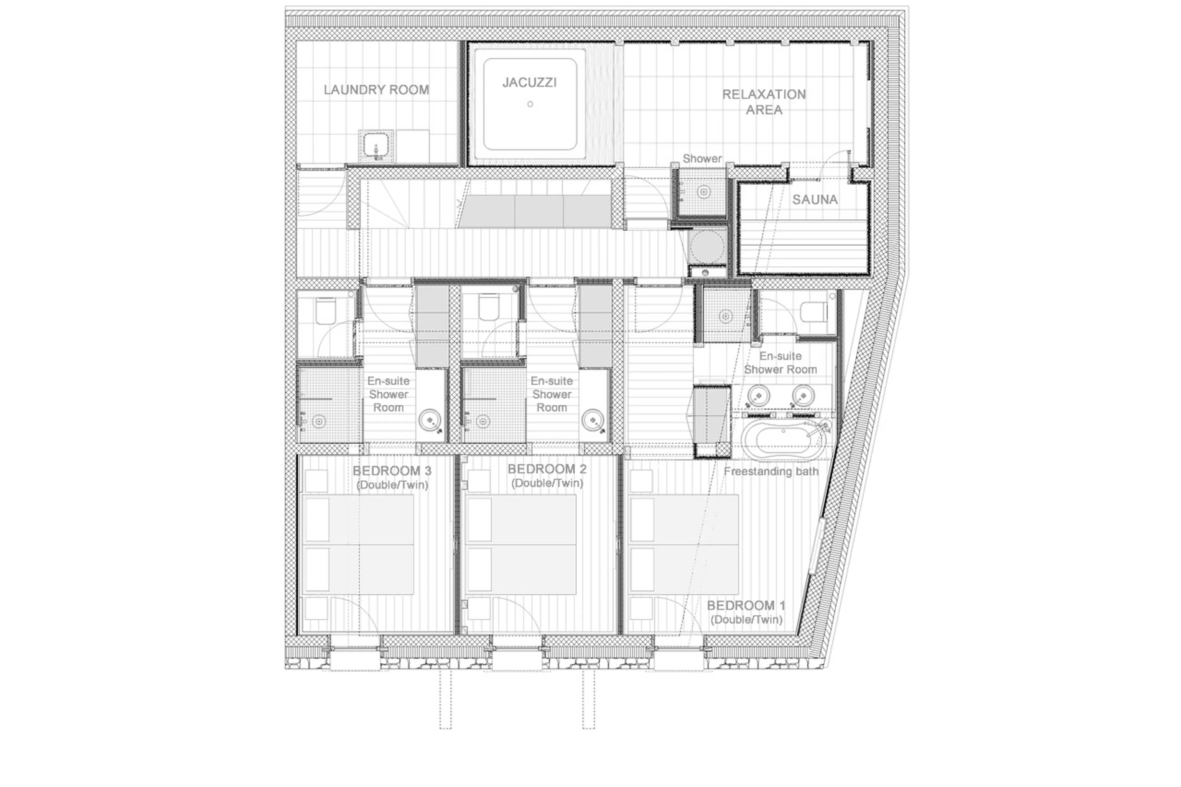 Level -1 floor plan of Chalet Oxalis in Val d Isere