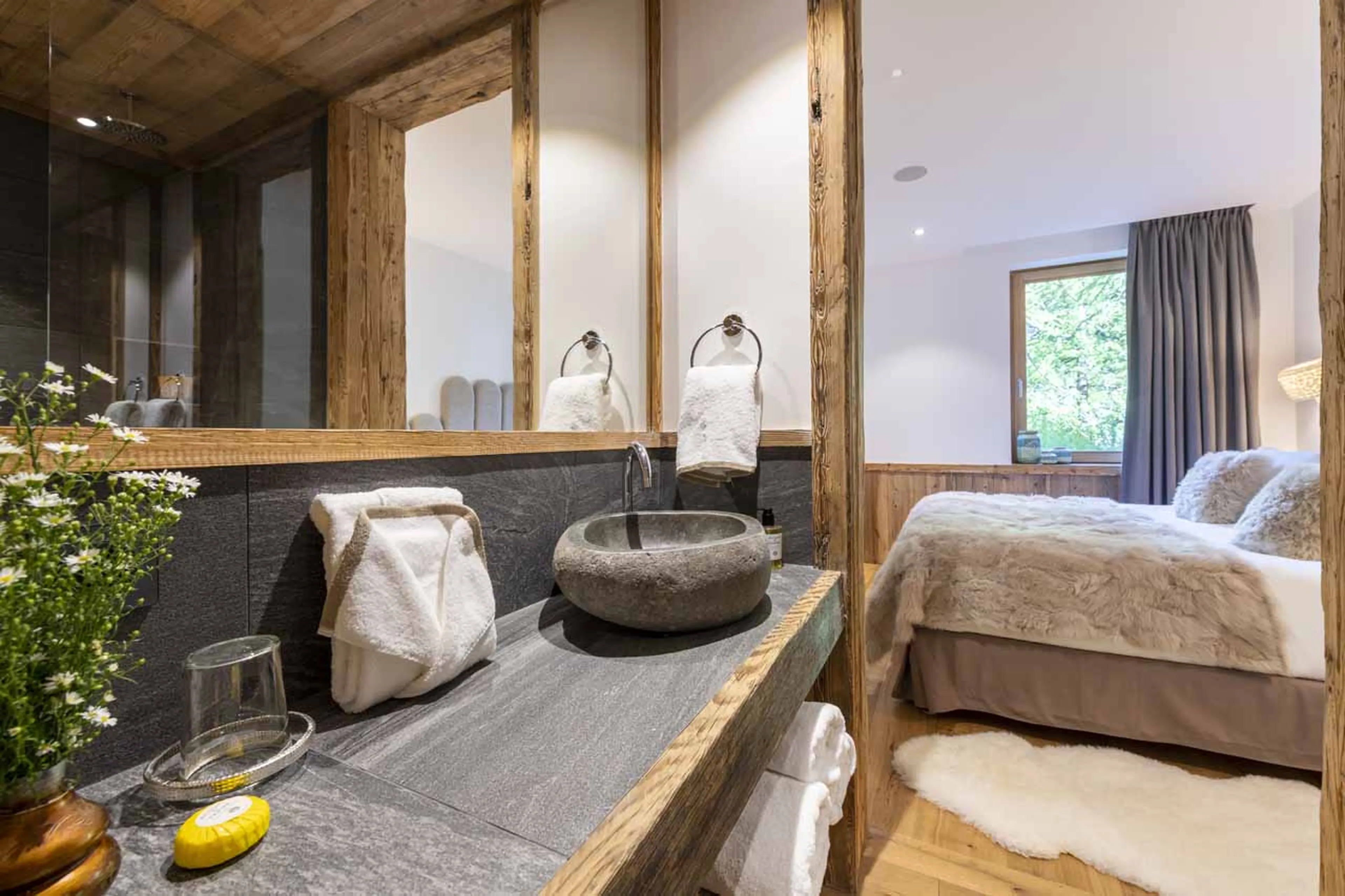 En-suite shower room at Chalet Oxalis in Val d'Isere