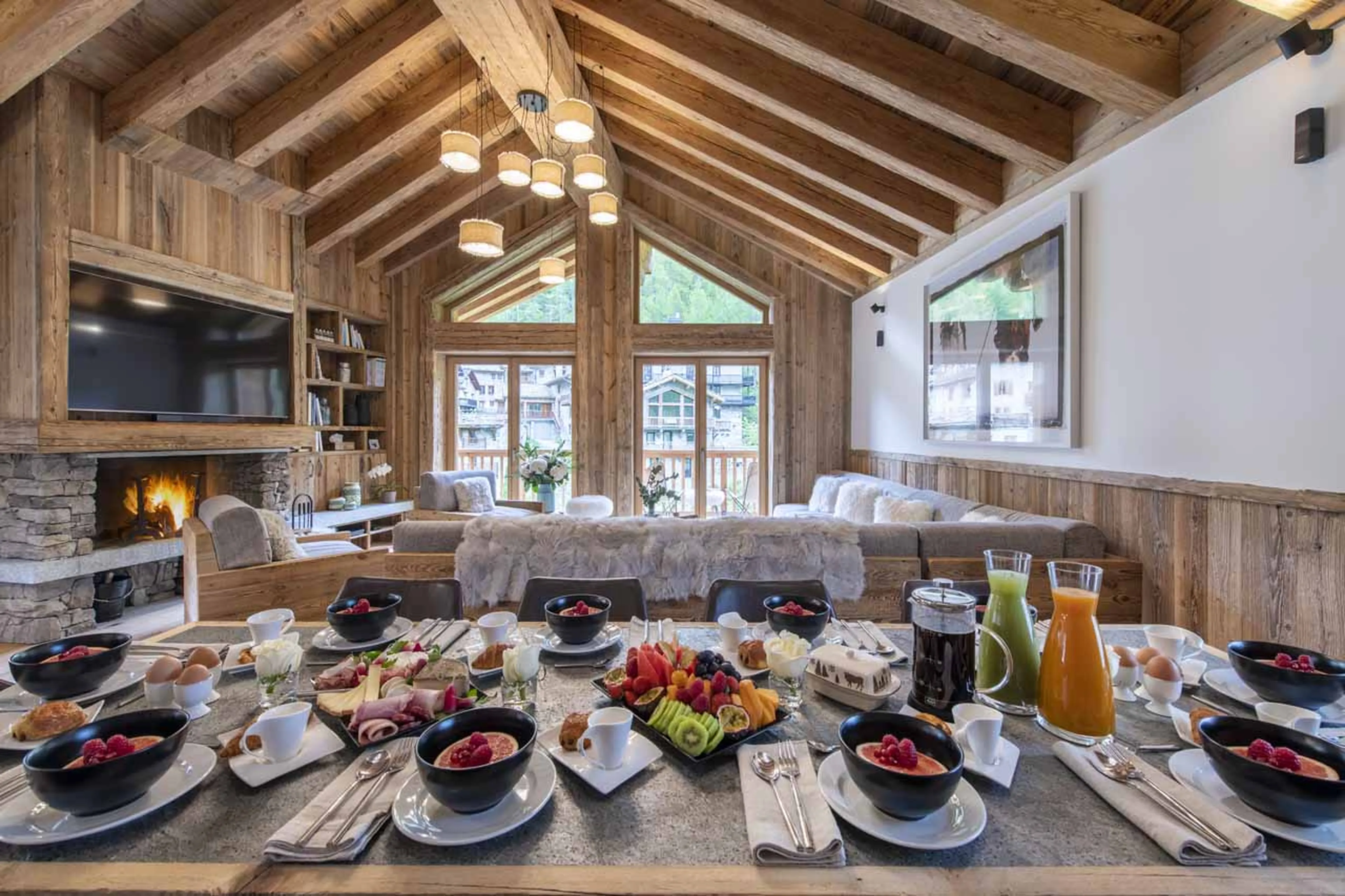 Dining table at Chalet Oxalis in Val d'Isere