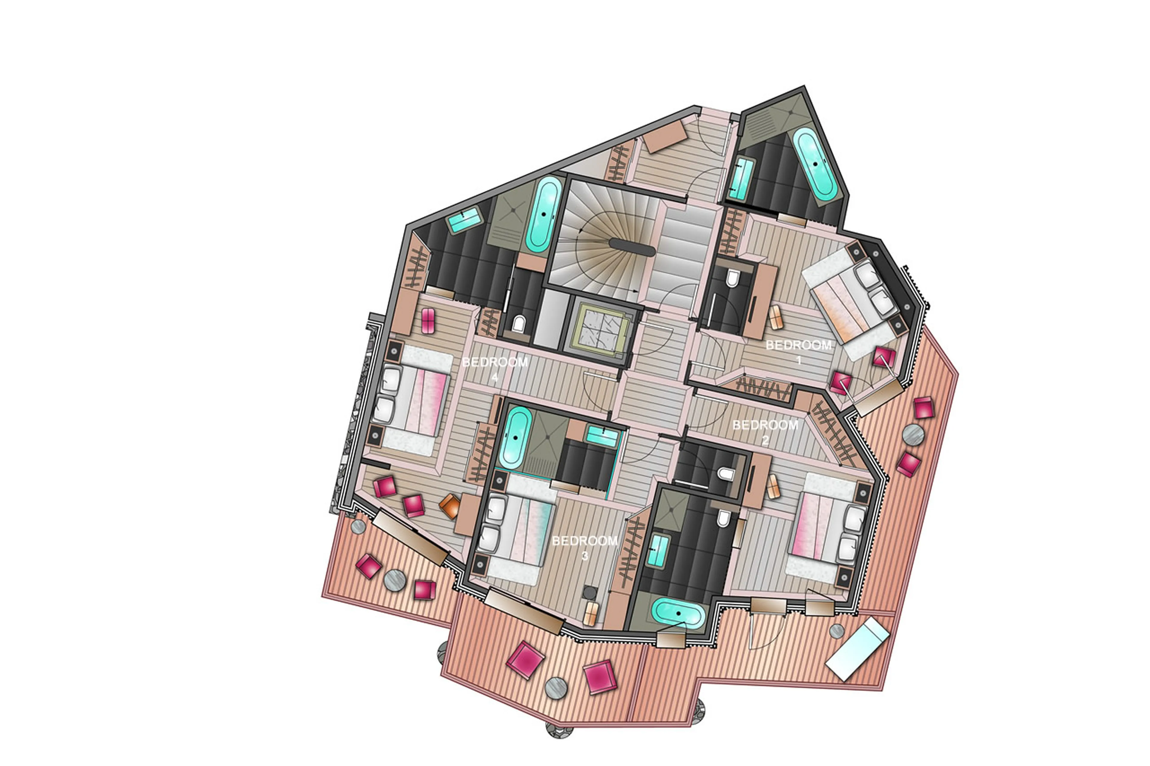 Level 1 floor plan of Chalet Panmah in Courchevel 1850