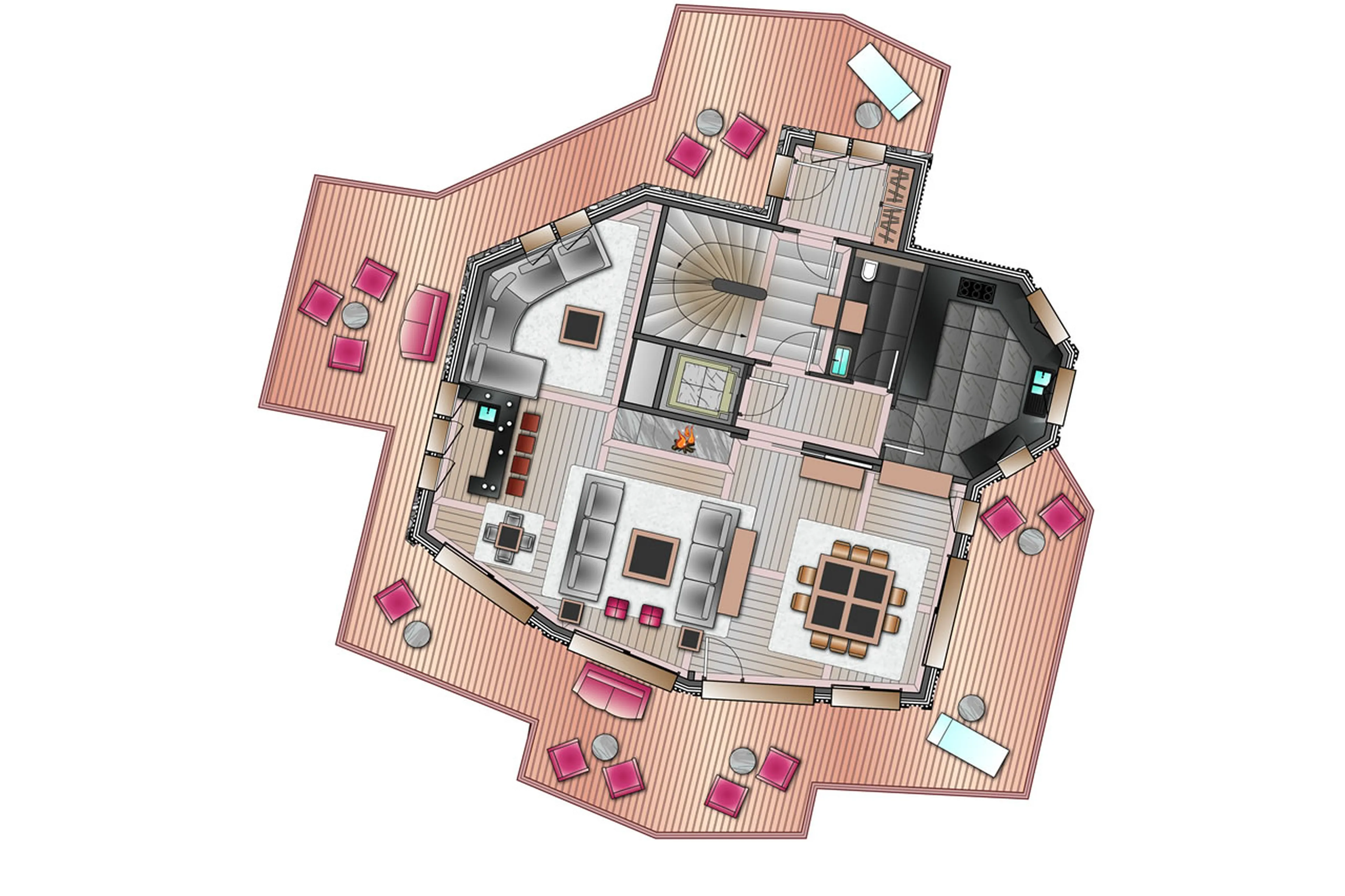 Level 2 floor plan of Chalet Panmah in Courchevel 1850