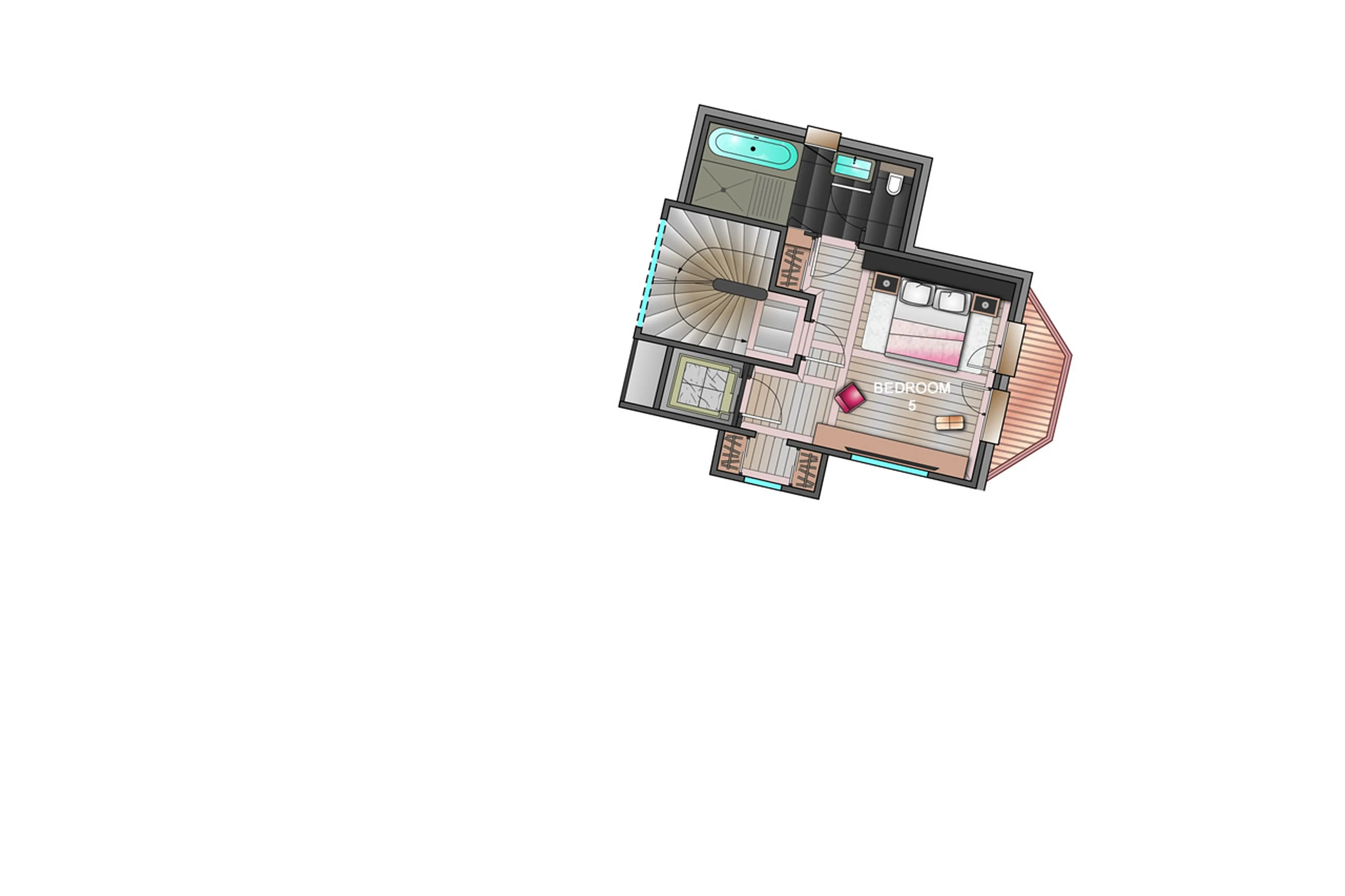 Level 3 floor plan of Chalet Panmah in Courchevel 1850