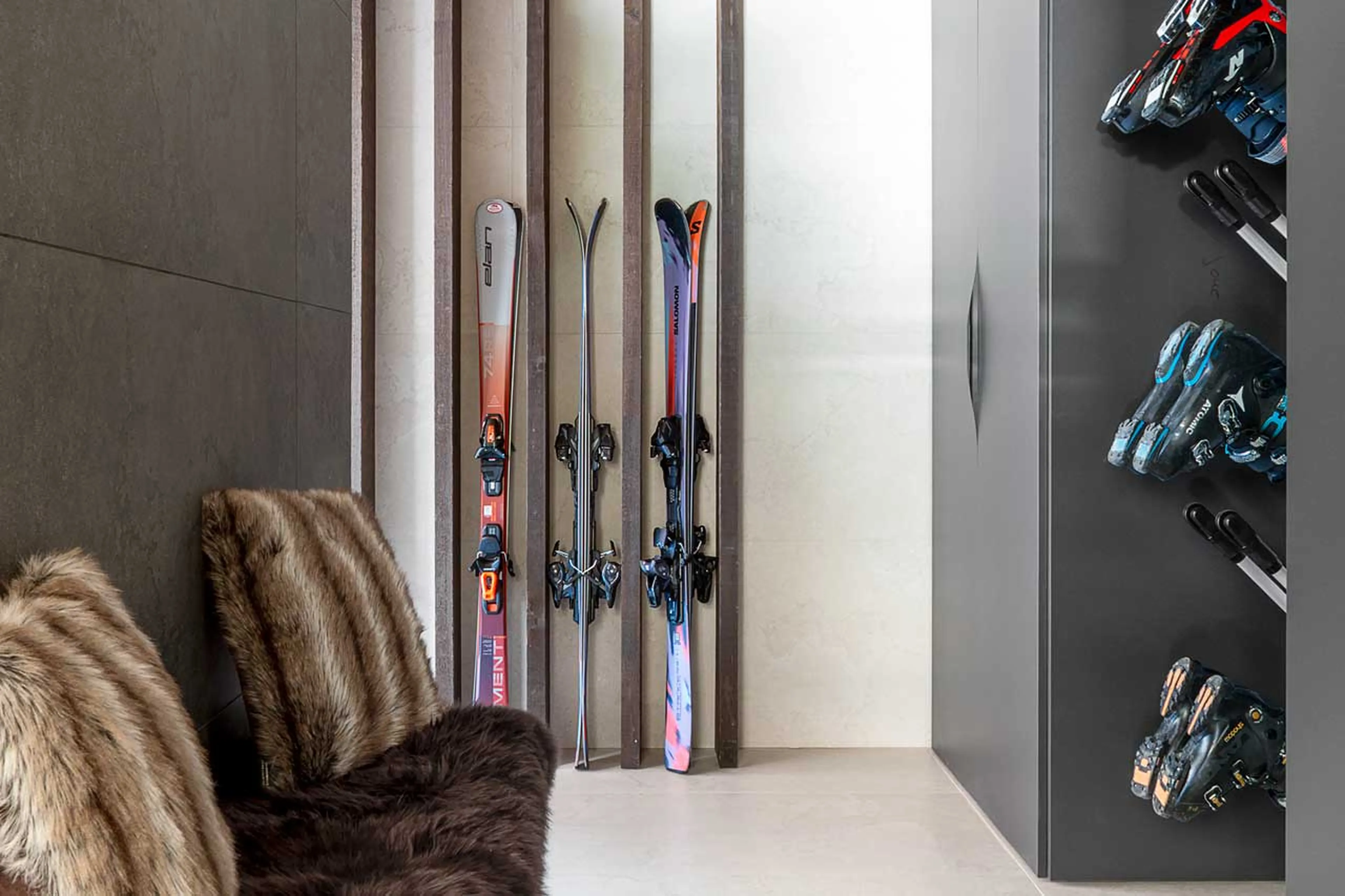 Ski room at Chalet Patagonia in Chamonix