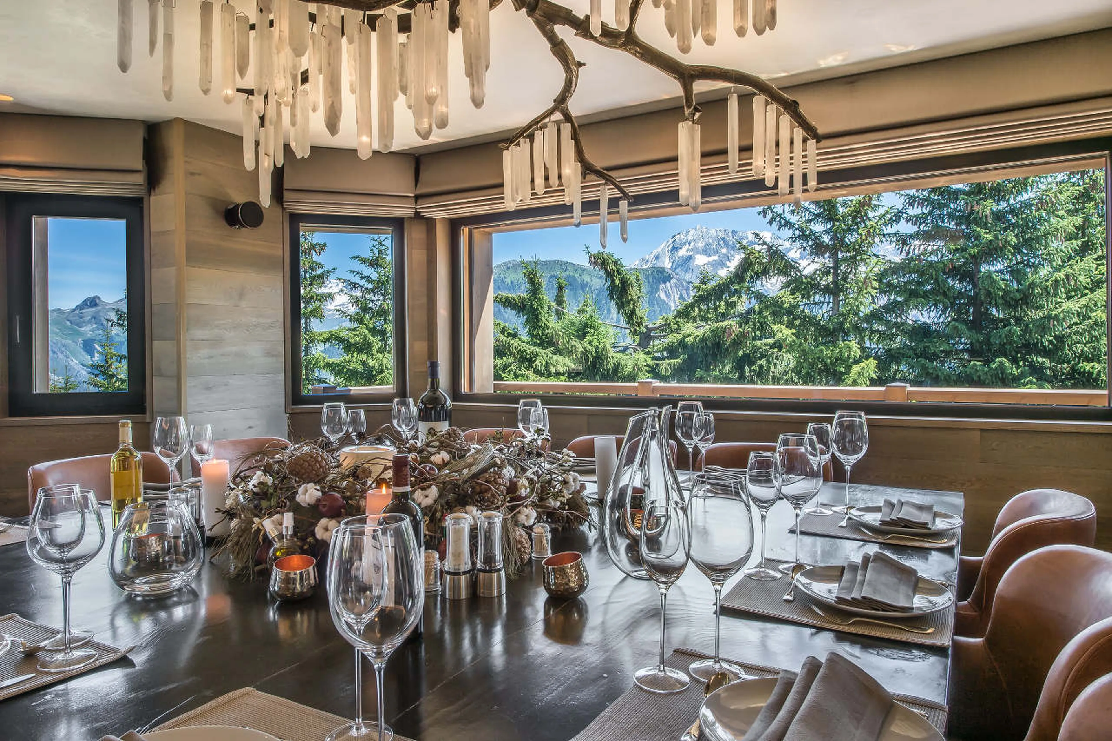 Dining area with exquisite view in Chalet Perce Neige, Courchevel 1850