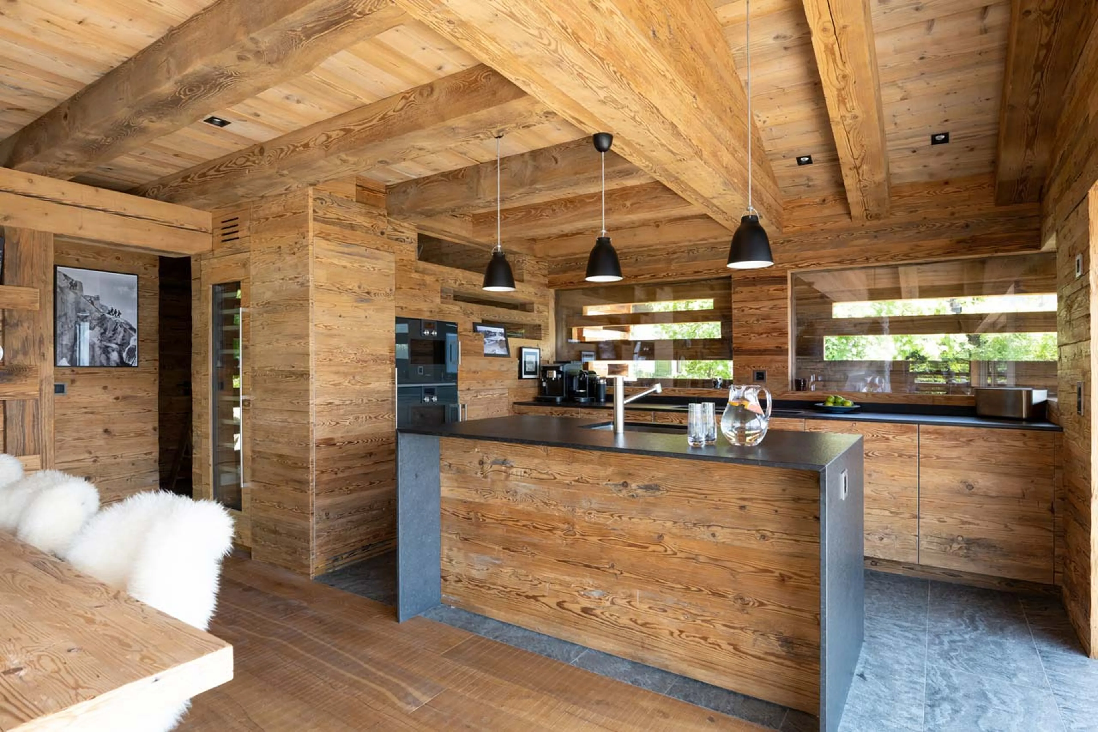 Modern kitchen at Chalet Petheo in Verbier