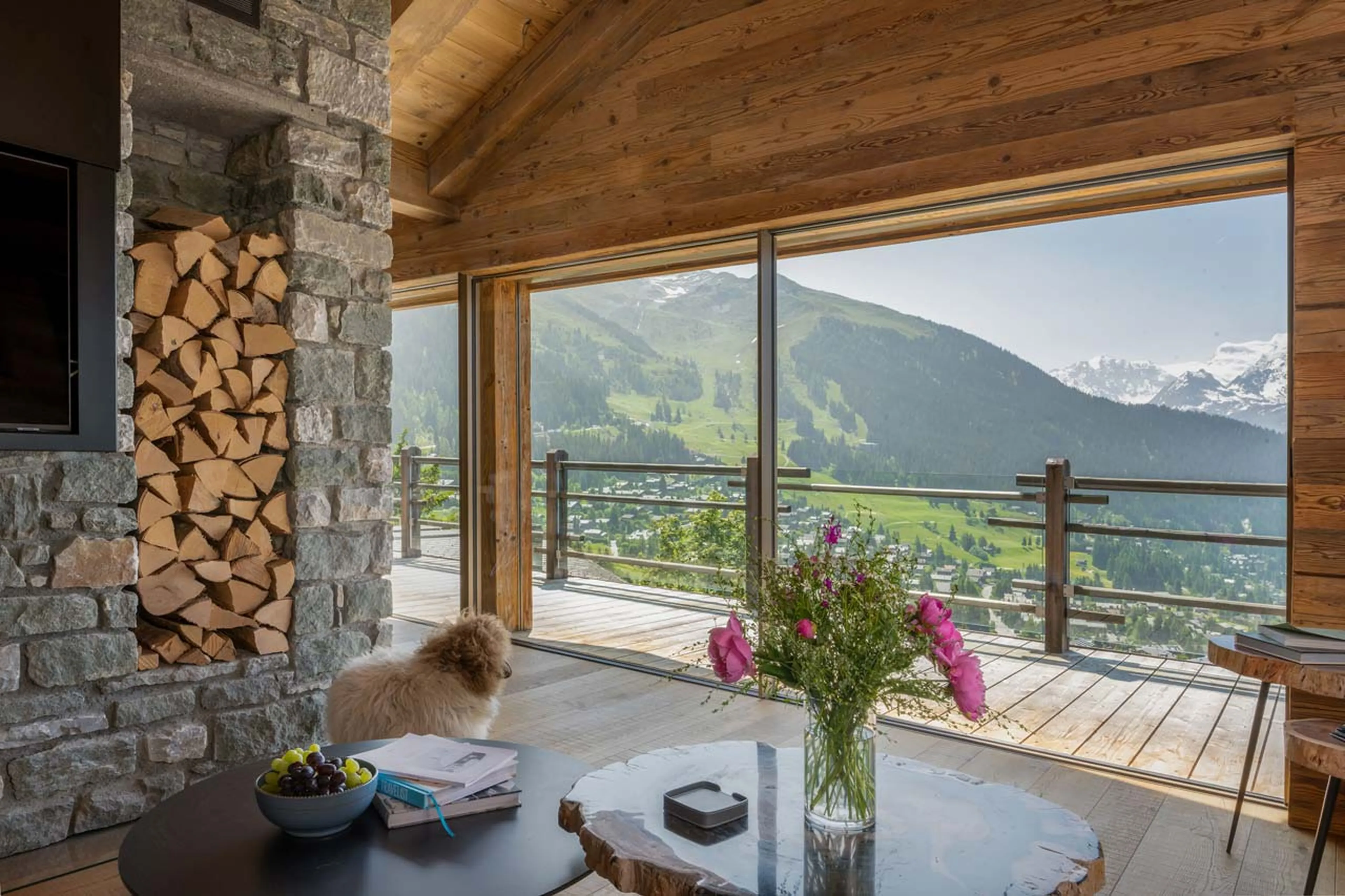 Floor-to-ceiling doors at Chalet Petheo in Verbier
