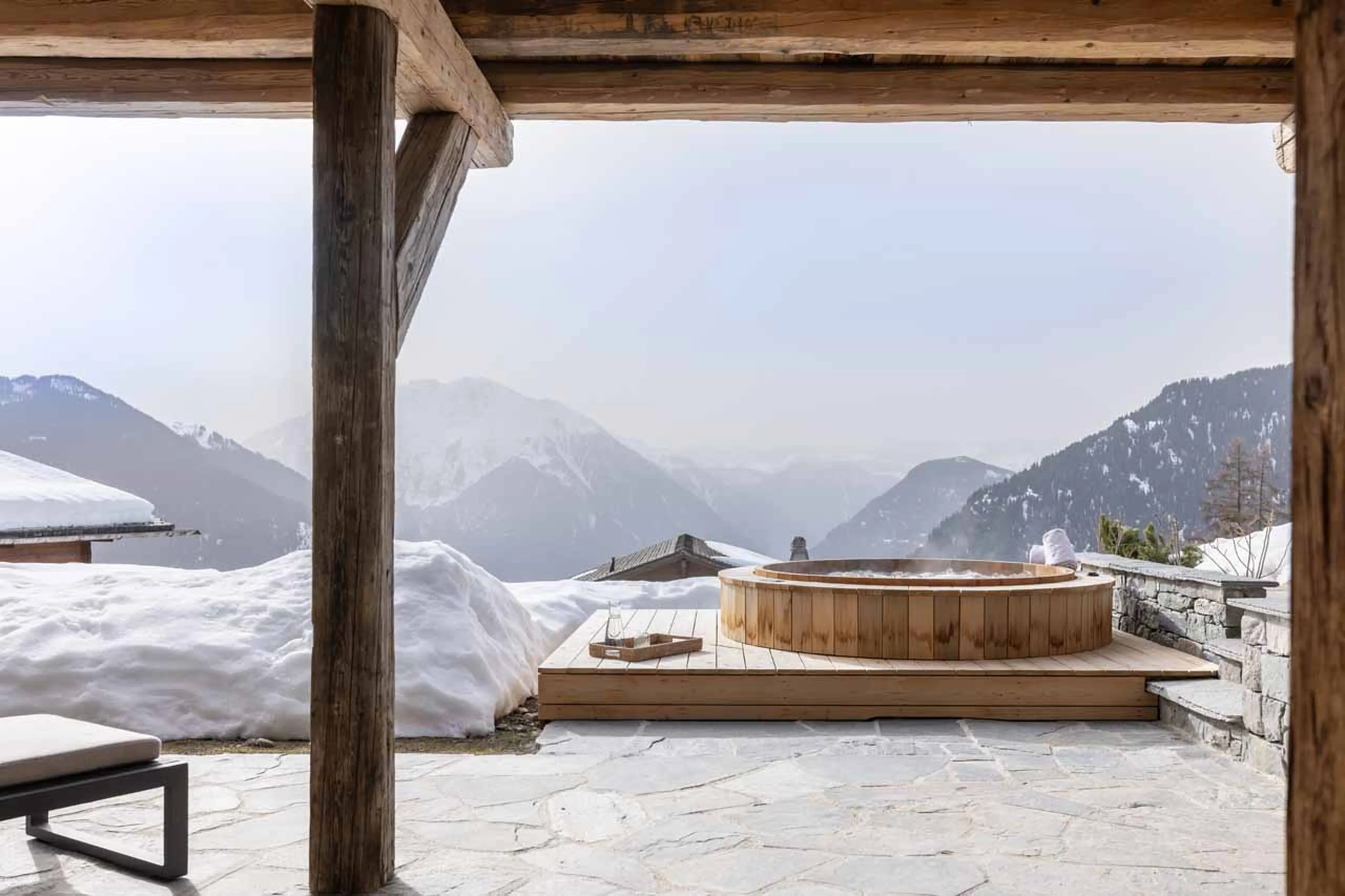 Hot tub view at Chalet Pierrier in Verbier