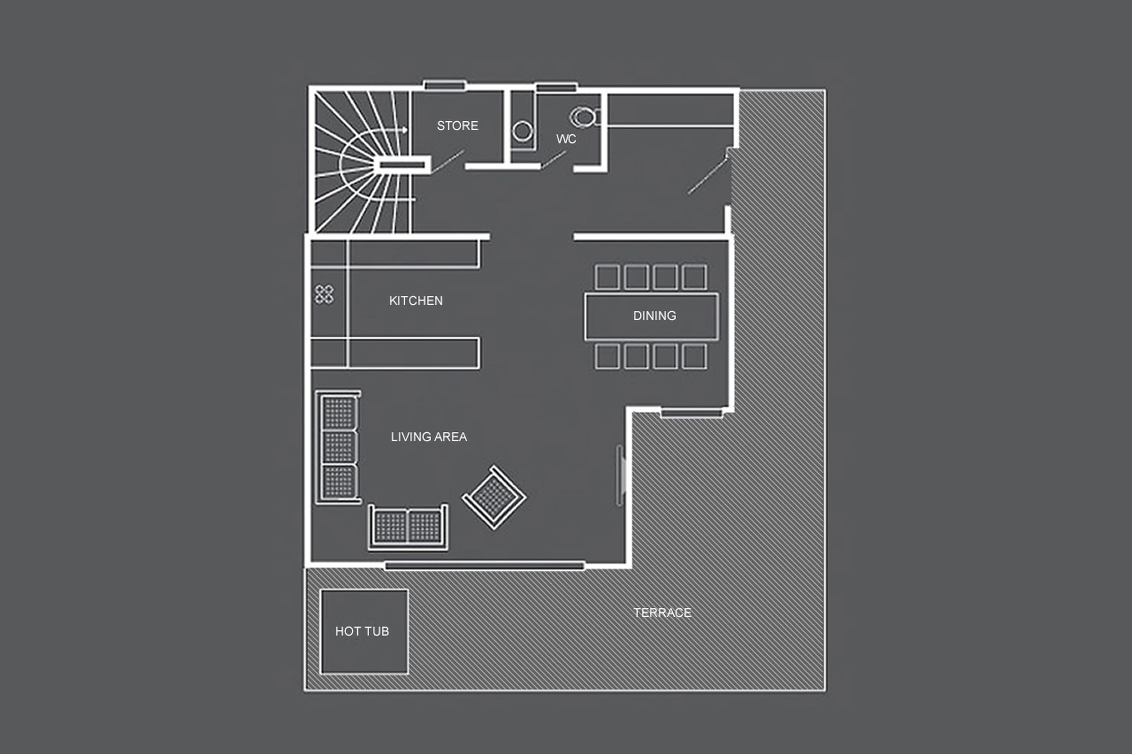 Level 0 floor plan of  Chalet Pollux in Zermatt