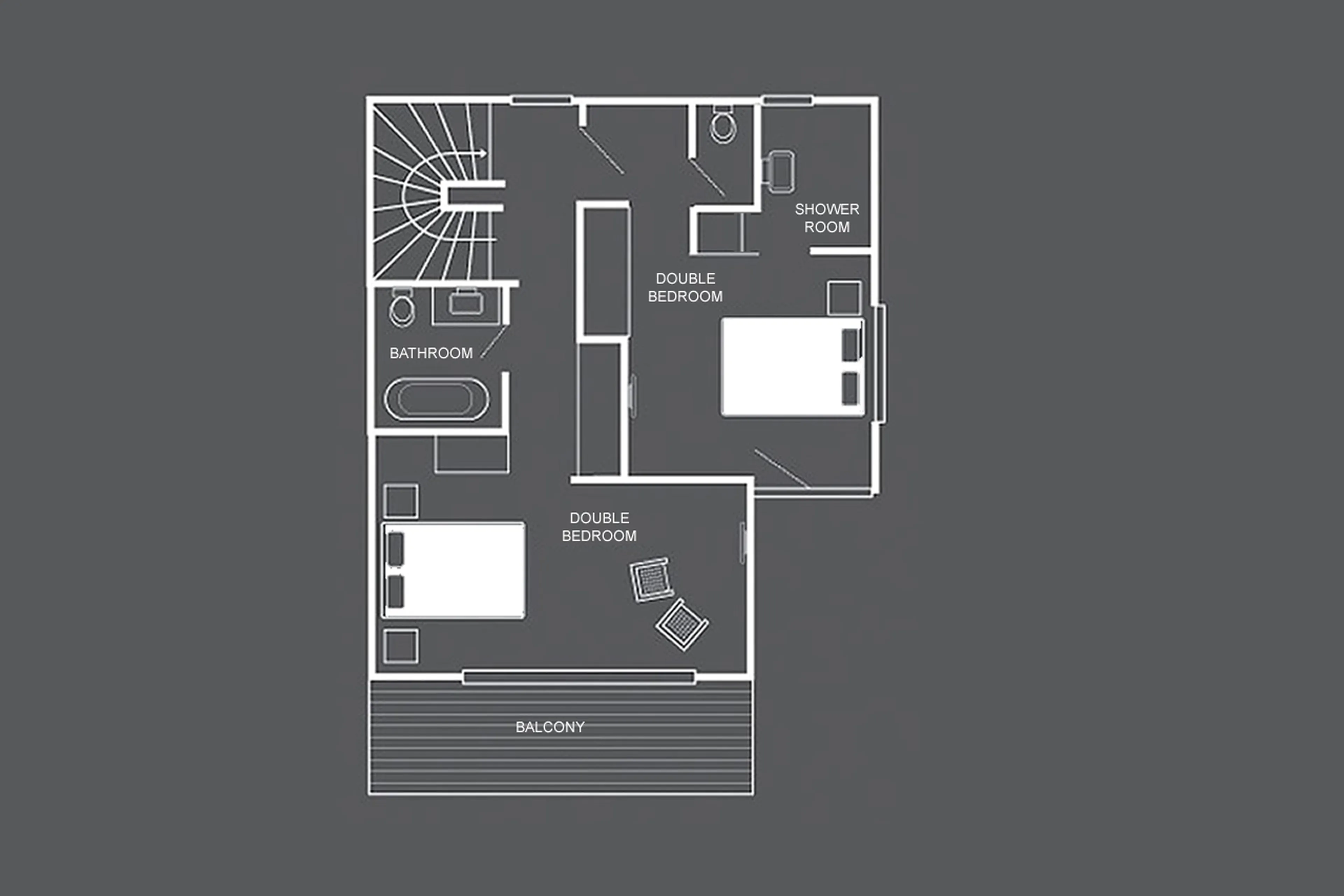 Level 2 floor plan of  Chalet Pollux in Zermatt